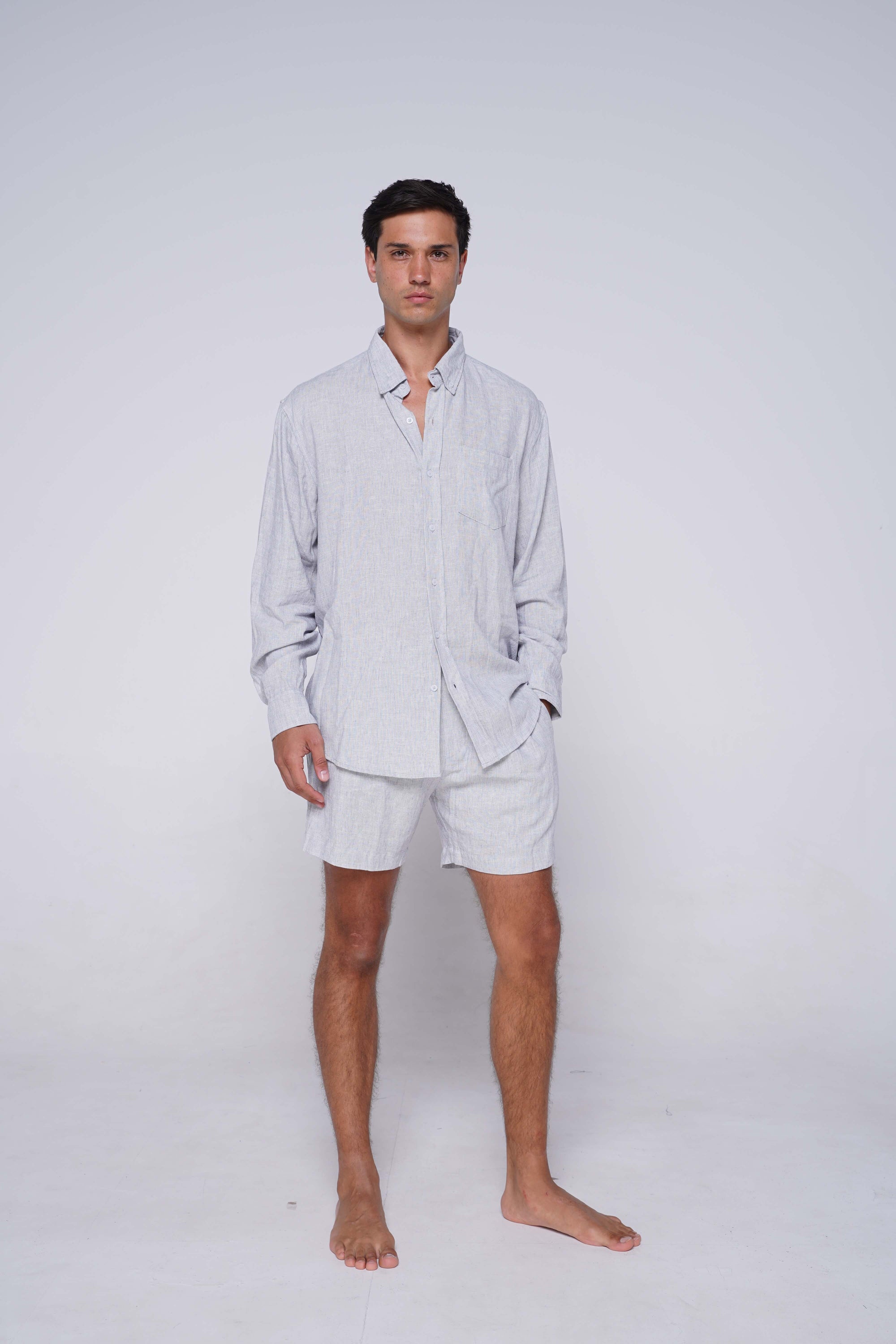 Oscar Shirt in Blue Linen