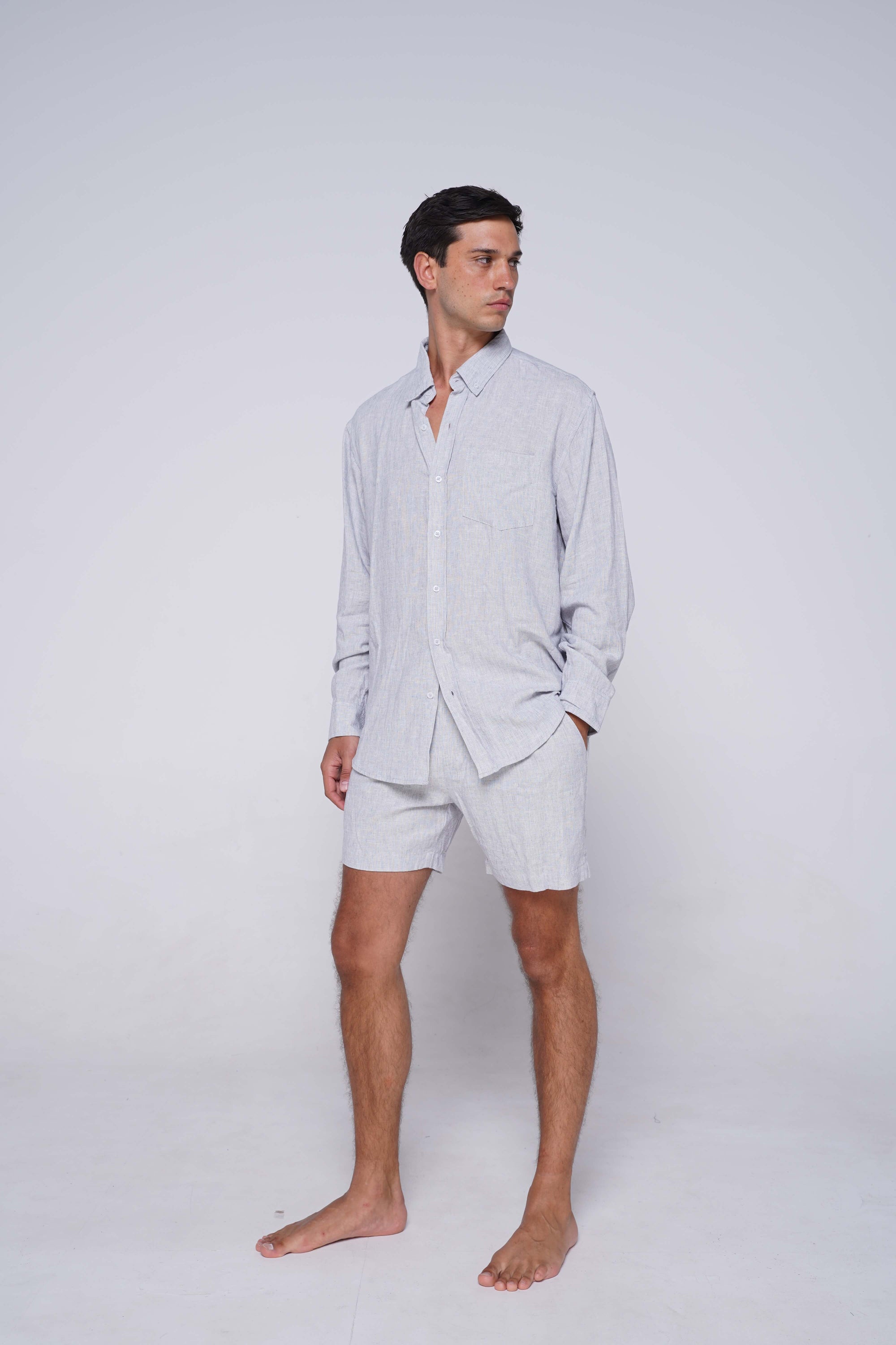 Oscar Shirt in Blue Linen
