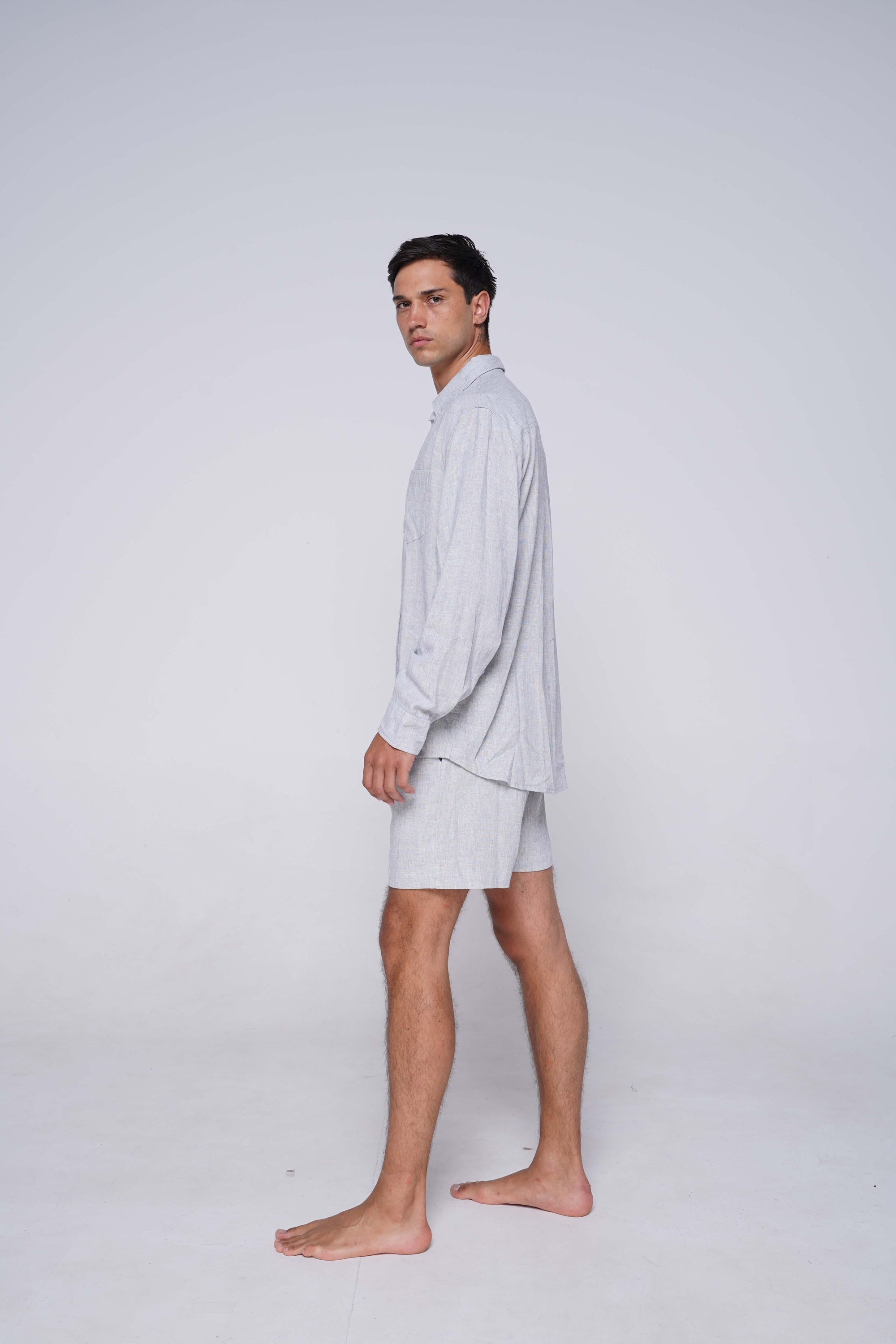 Oscar Shirt in Blue Linen