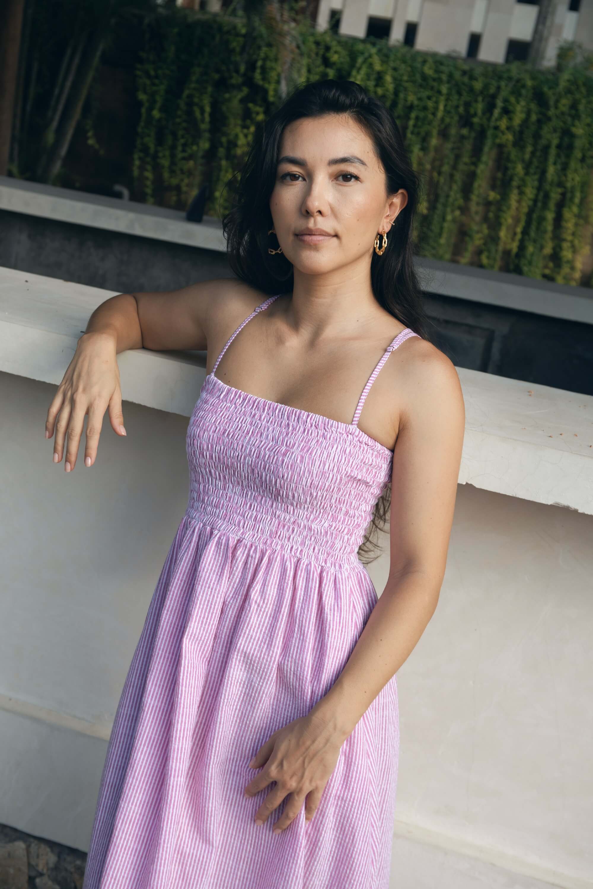 Annabel Dress in Pink Stripe