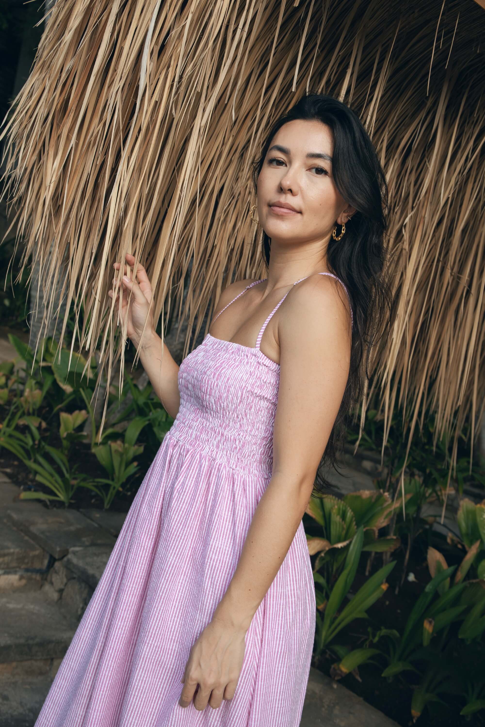 Annabel Dress in Pink Stripe