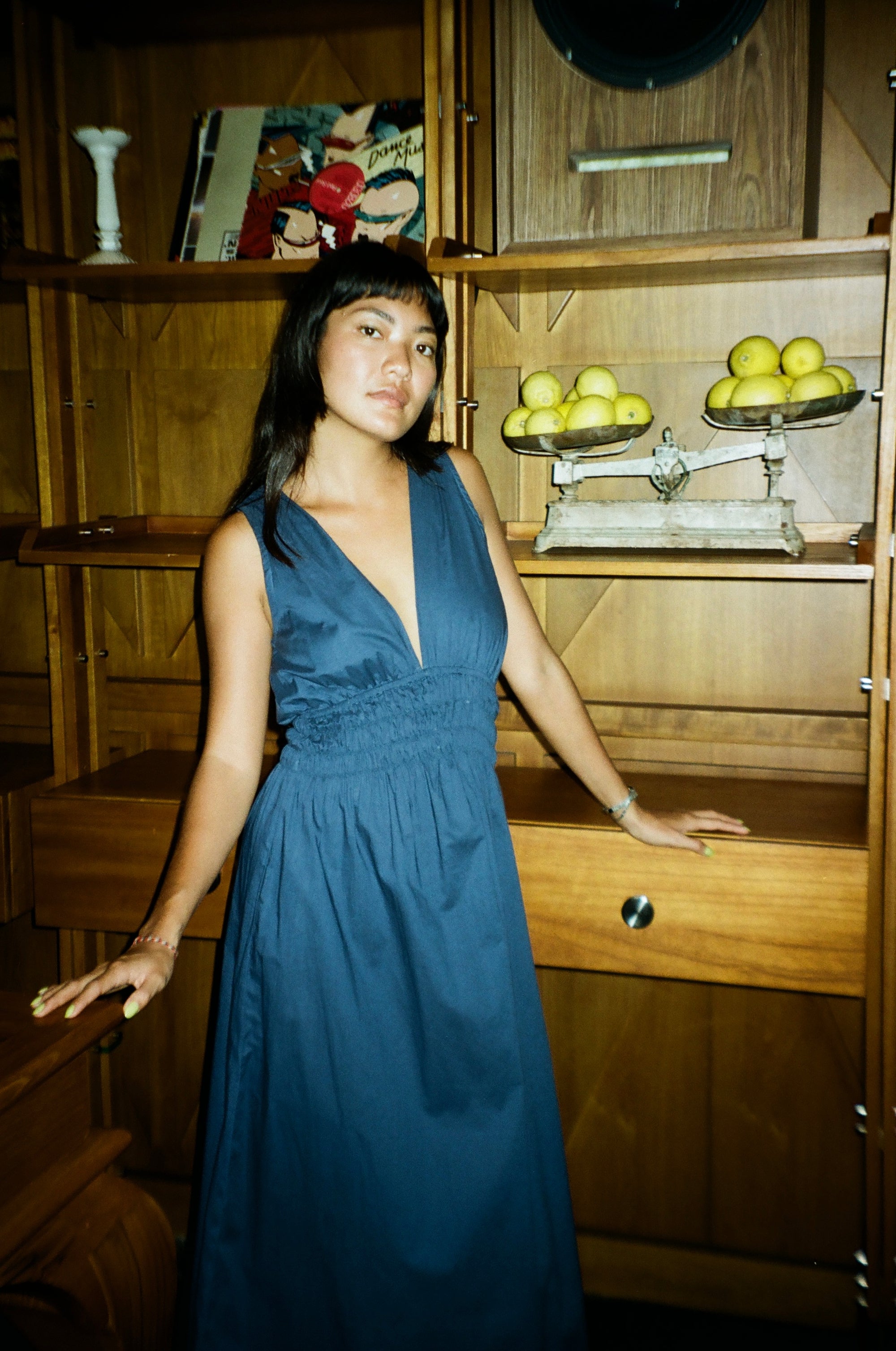 Josephine Midi Dress in Denim Blue