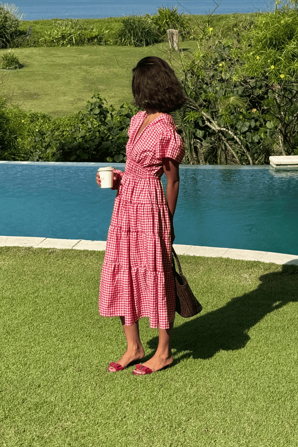 Frangipani Dress in Red Gingham