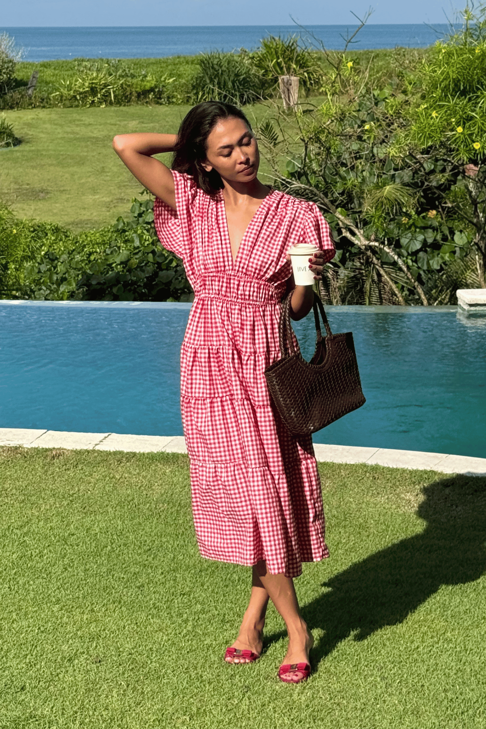 Frangipani Dress in Red Gingham