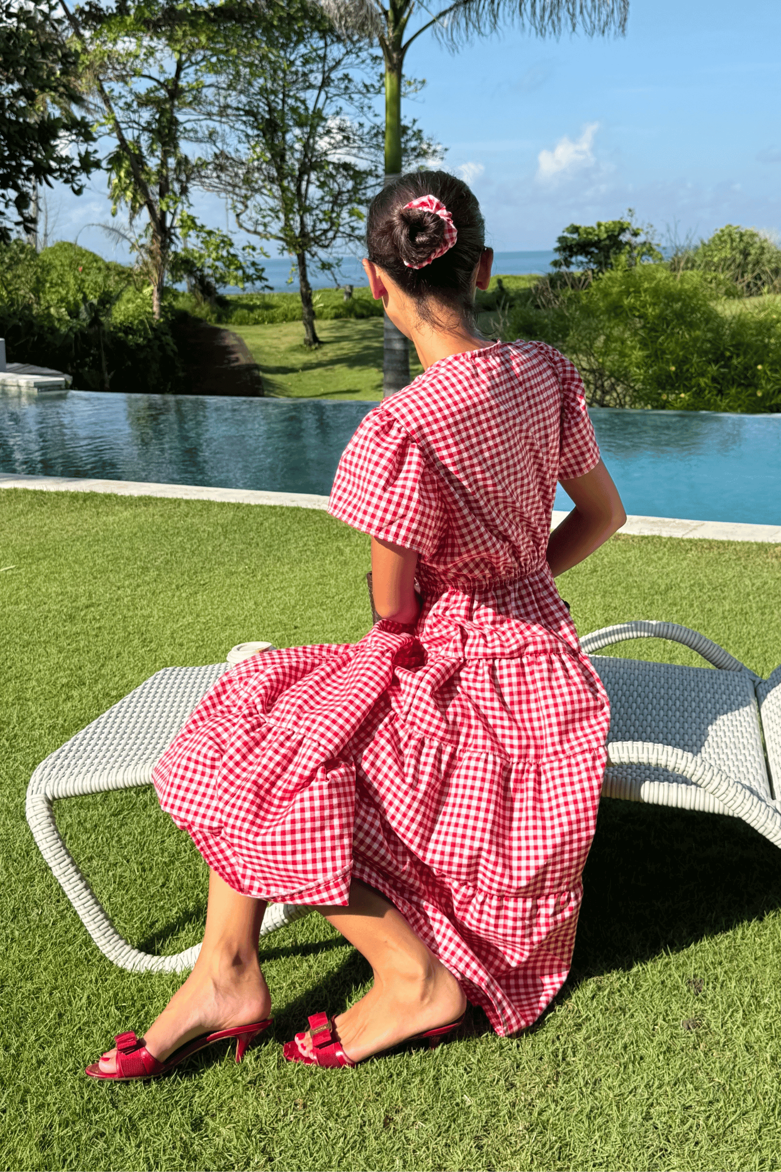 Frangipani Dress in Red Gingham