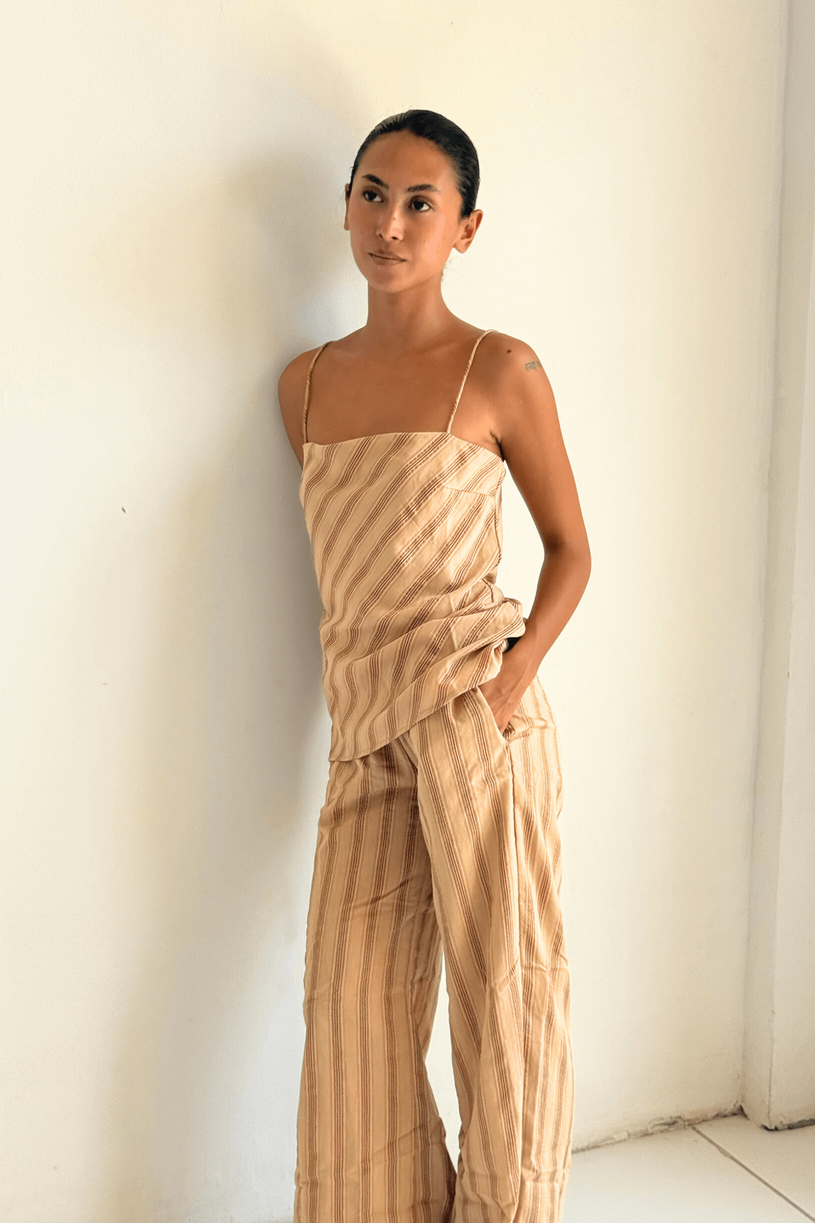 Sarah Pants in Brown Black Stripe