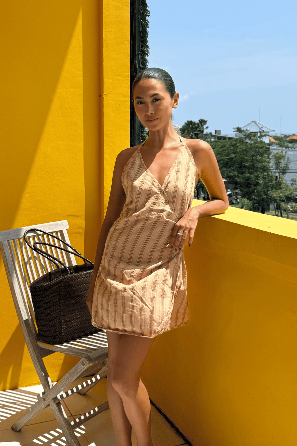 Paloma Dress in Brown Black Stripe
