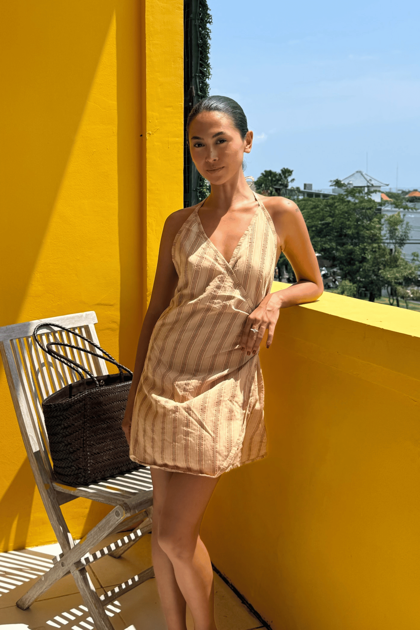 Paloma Dress in Brown Black Stripe