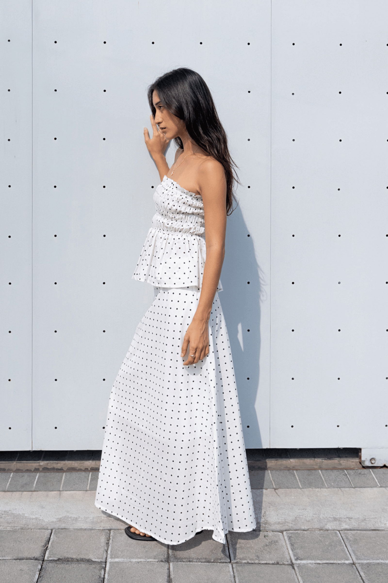 Kinsley Top in Black Polkadot