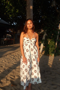 Ilia Midi Dress Hibiscus Chocolate in Ice Blue