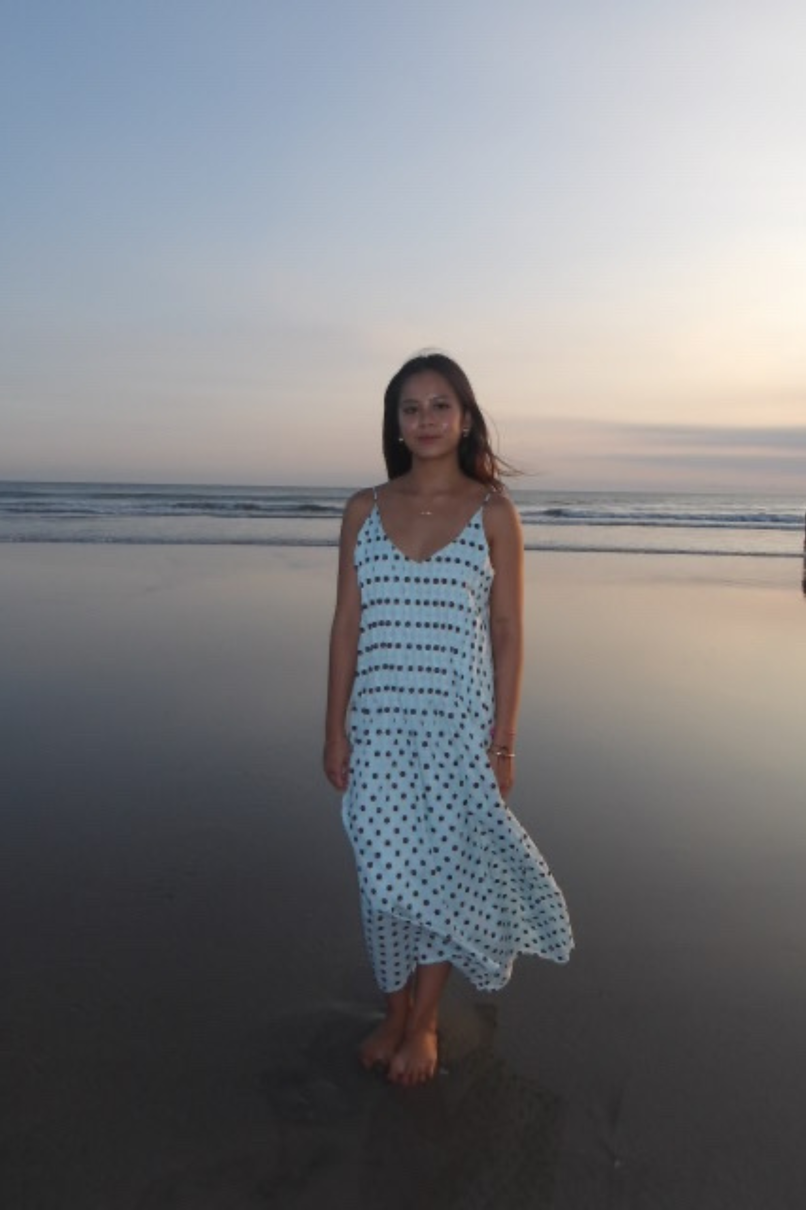 Talia Dress Polkadot Chocolate in Ice Blue
