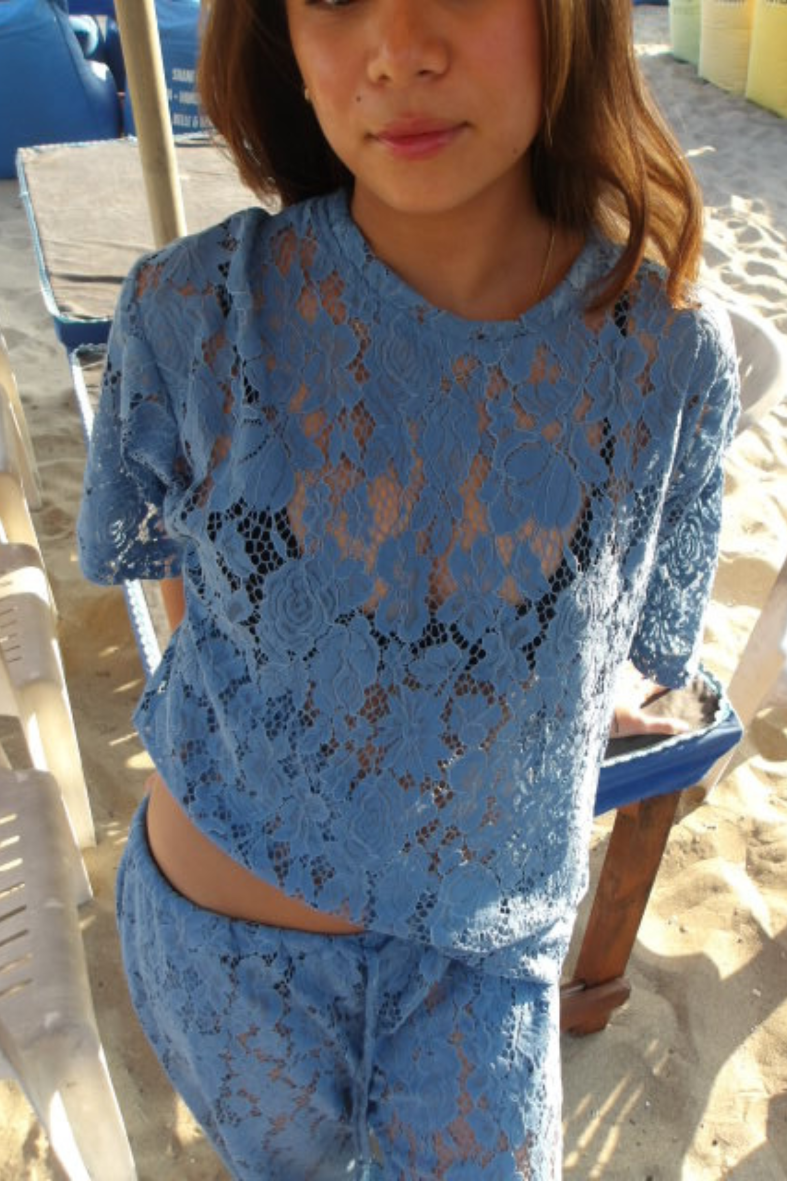 Aksara T-shirt Lace in Blue Lagoon
