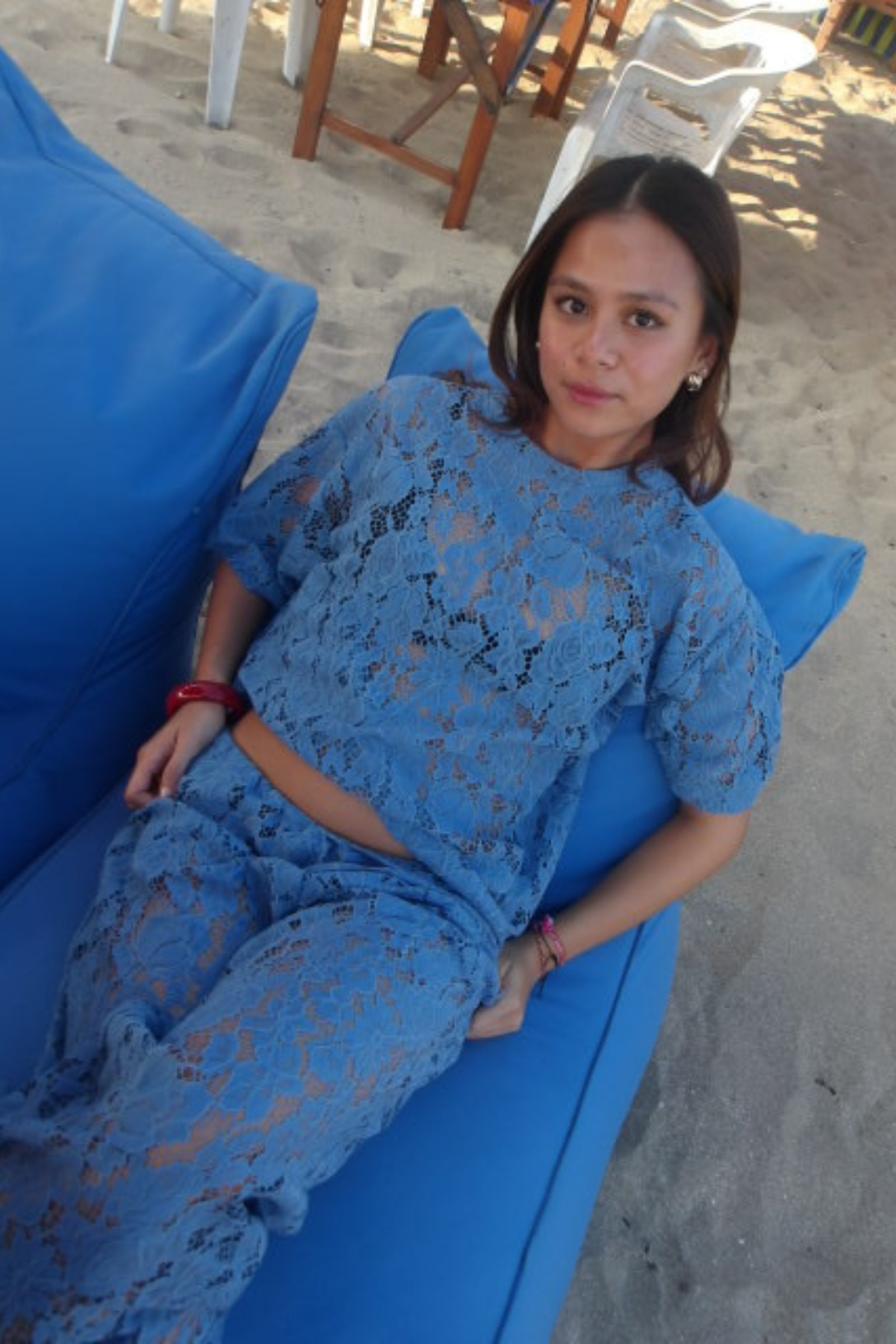 Aksara T-shirt Lace in Blue Lagoon