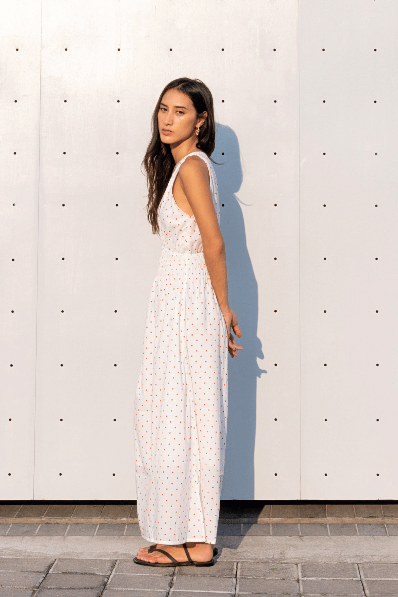 Josephine Midi Dress in Red Polkadot
