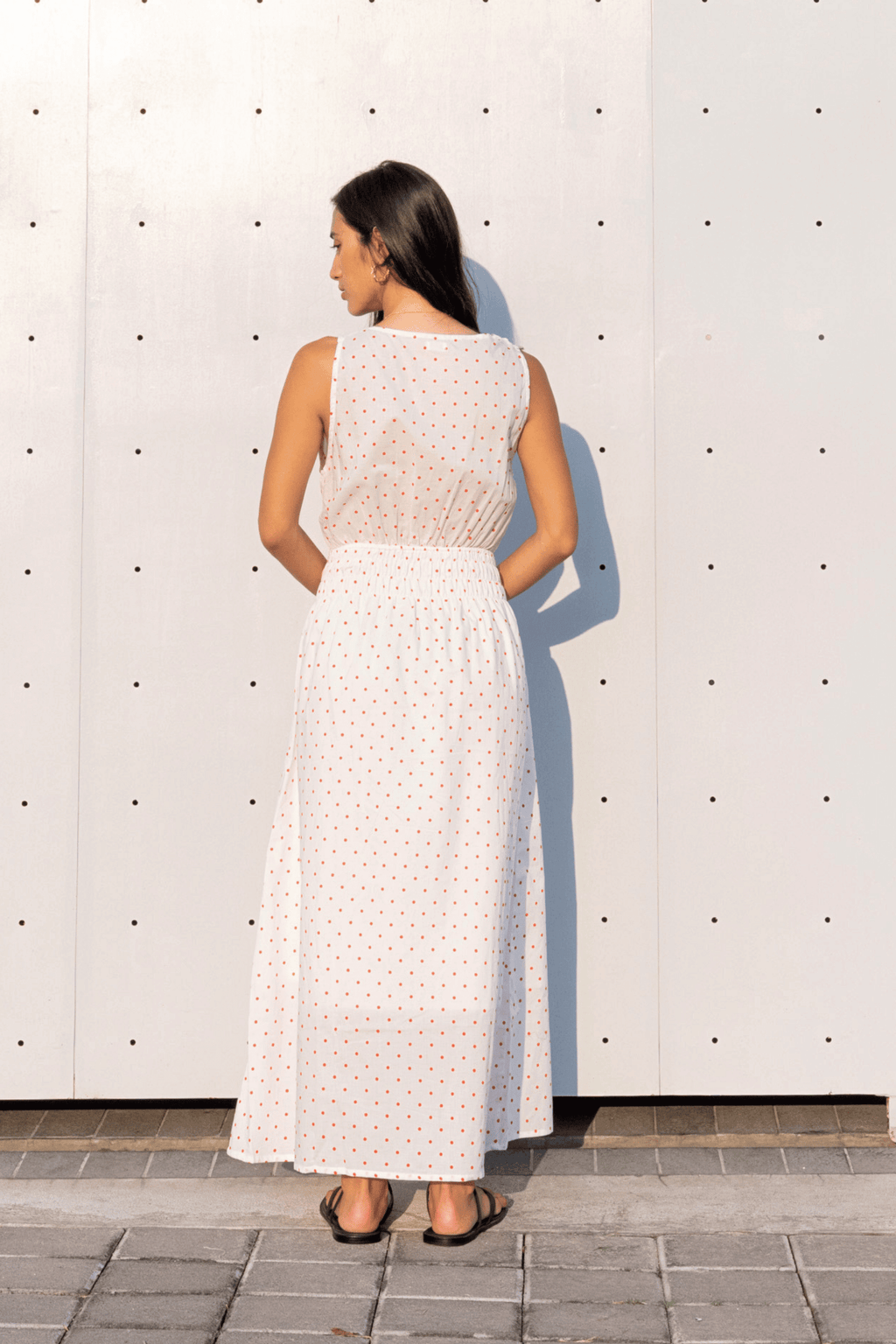 Josephine Midi Dress in Red Polkadot