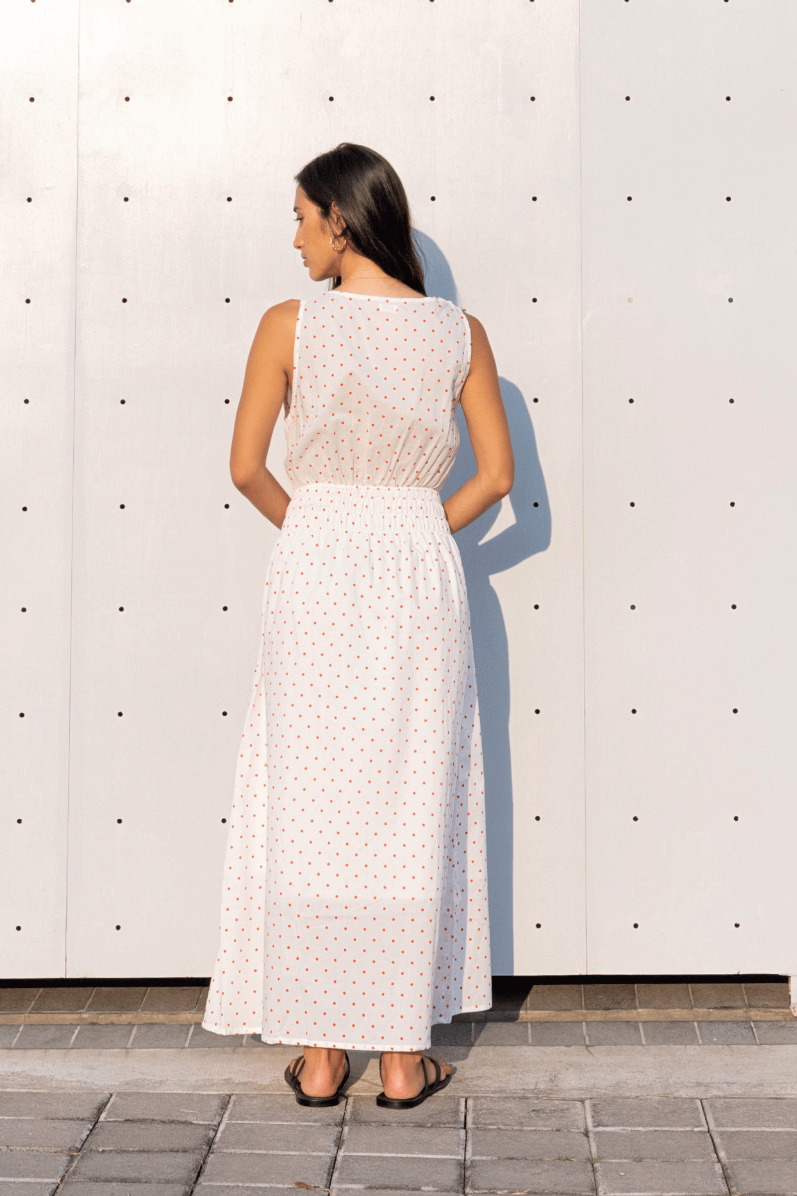 Josephine Midi Dress in Red Polkadot