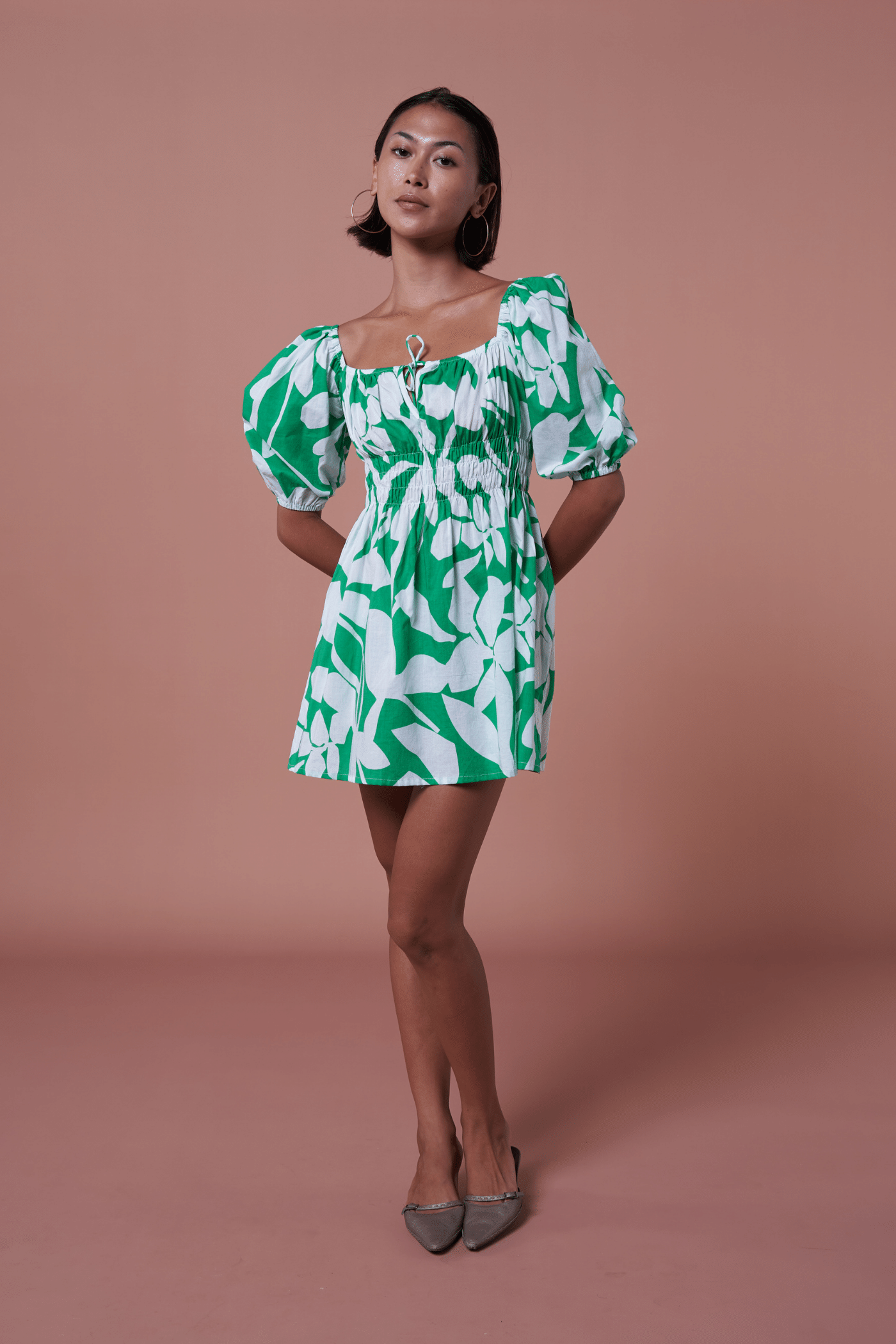 Astrid Mini Dress in Ella Green