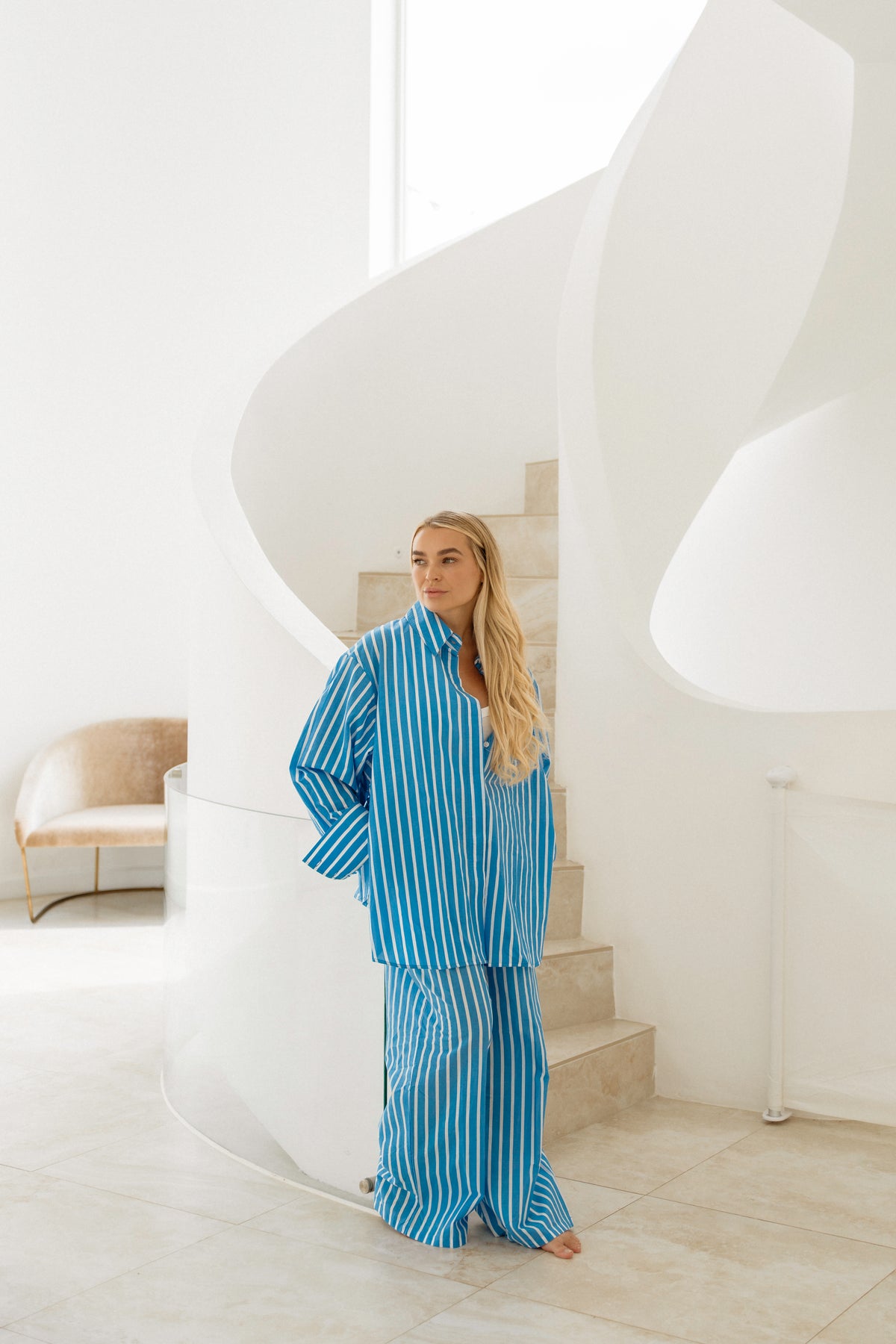 Winnie Pants in Blue Dover Stripe