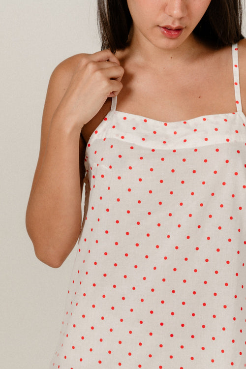 Celine Dress in Red Polkadot