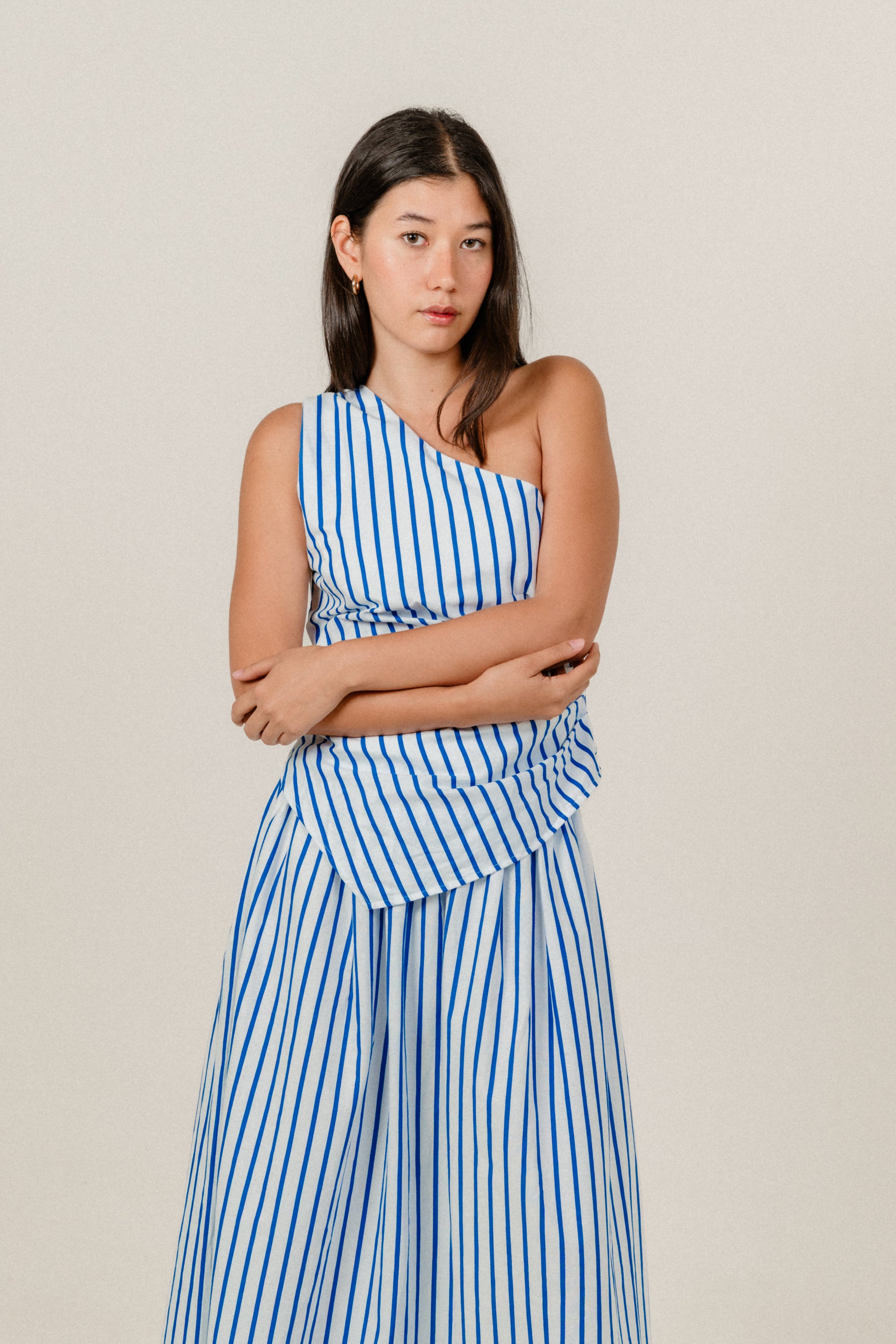 Azizah Top in Blue Stripe
