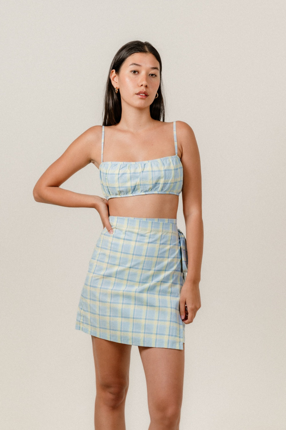 Poly Wrap Skirt in Sydney Check