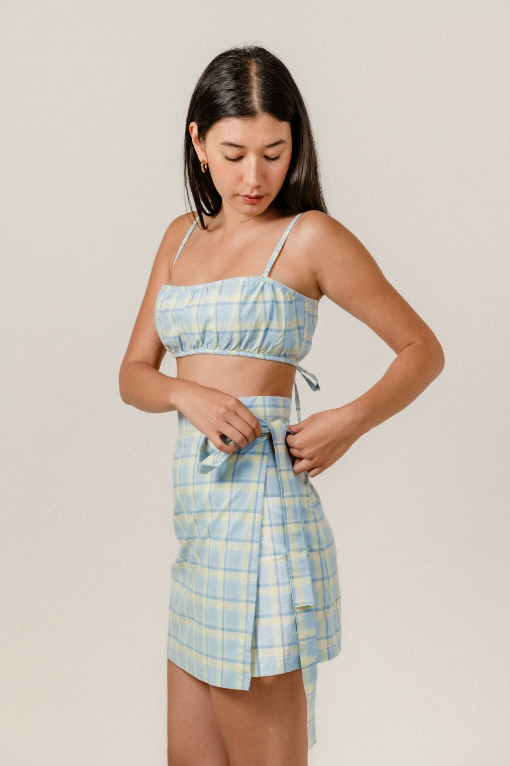 Poly Wrap Skirt in Sydney Check
