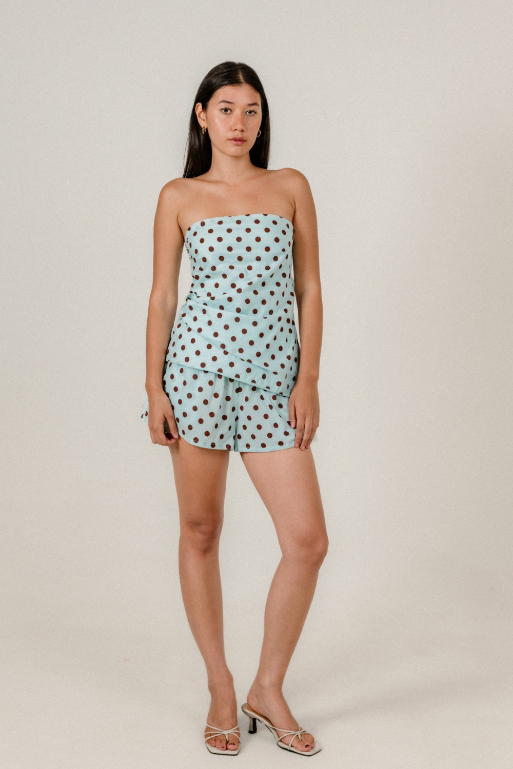 Stacey Top Polkadot Chocolate in Ice Blue