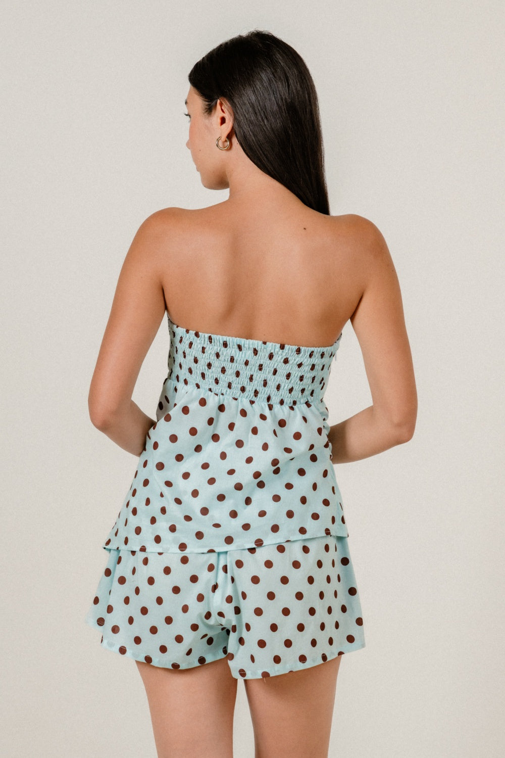 Stacey Top Polkadot Chocolate in Ice Blue