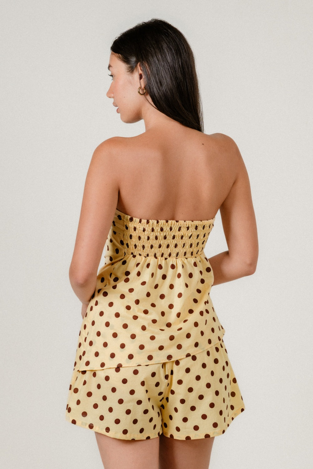 Stacey Top Polkadot Chocolate in Butter Yellow