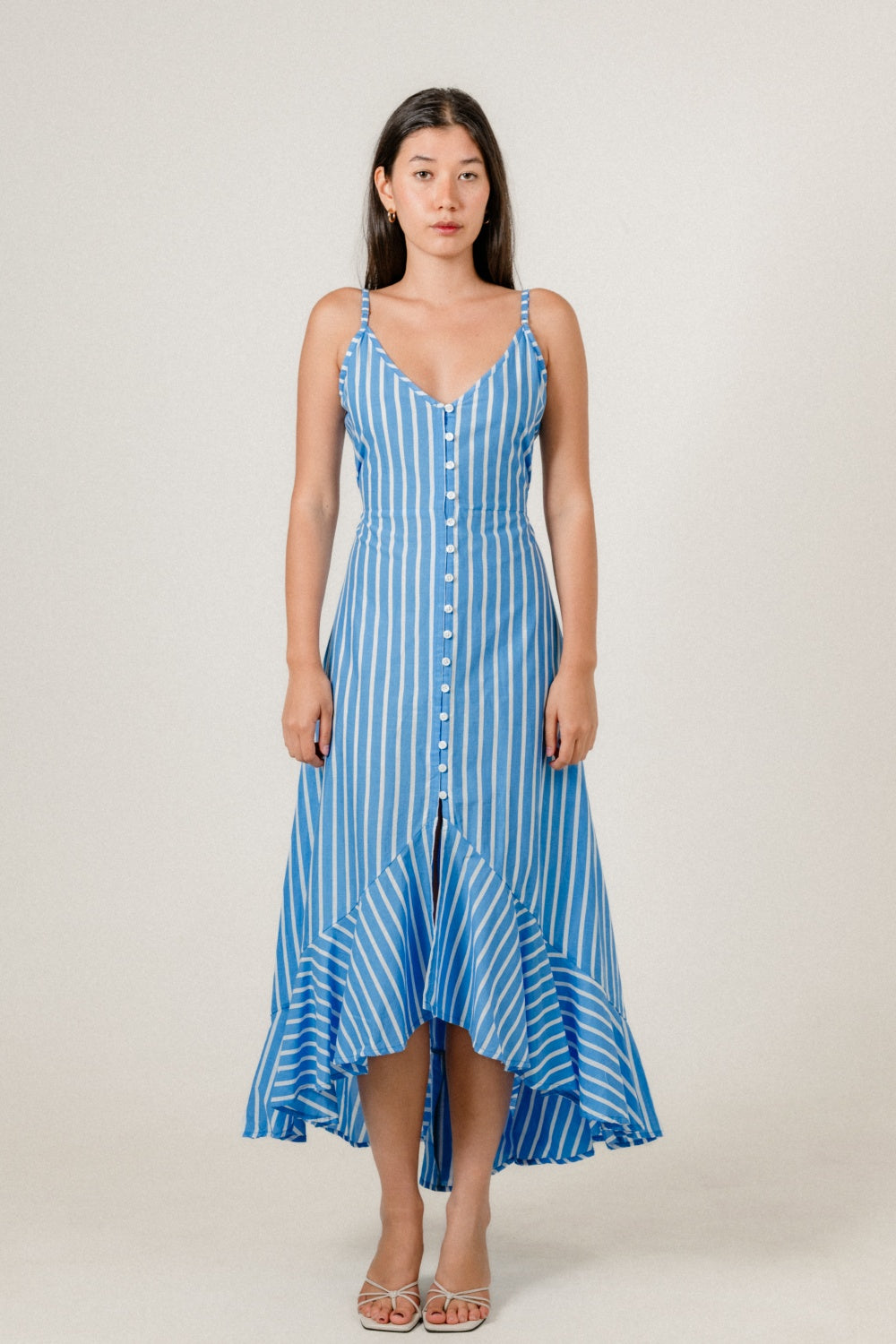 Avira Dress in Blue Dover Stripe
