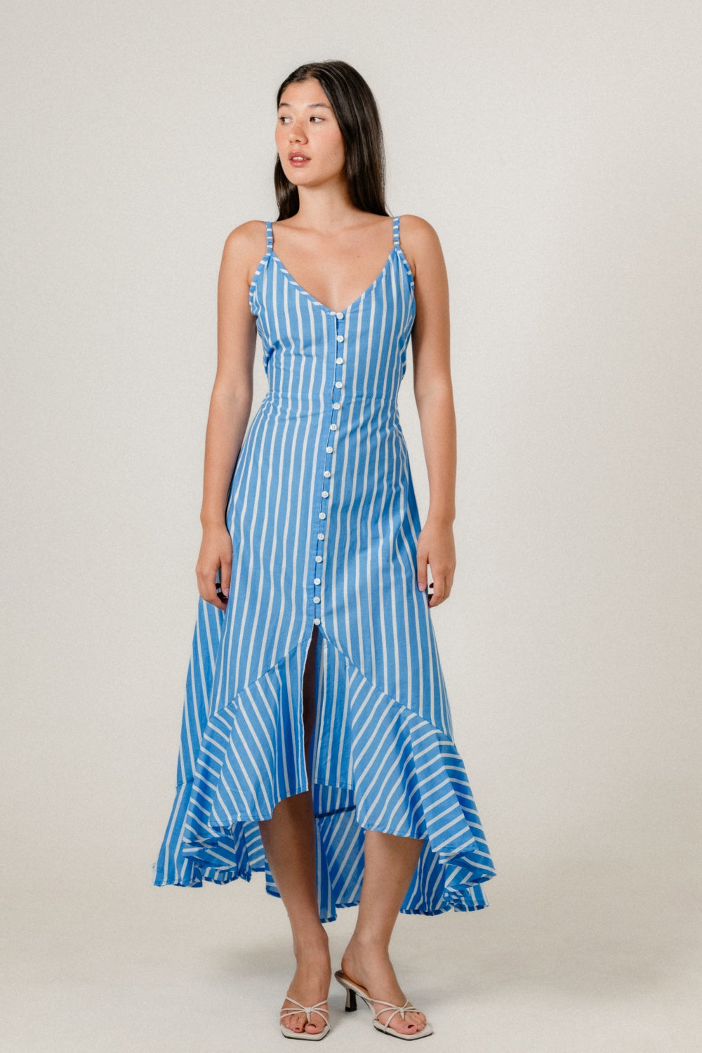 Avira Dress in Blue Dover Stripe