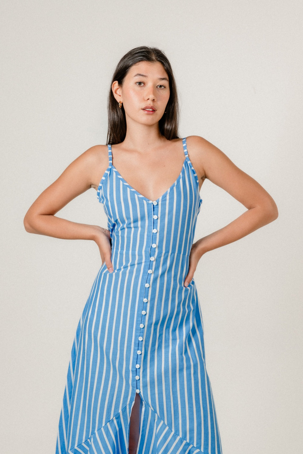 Avira Dress in Blue Dover Stripe