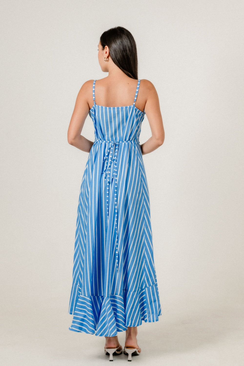 Avira Dress in Blue Dover Stripe
