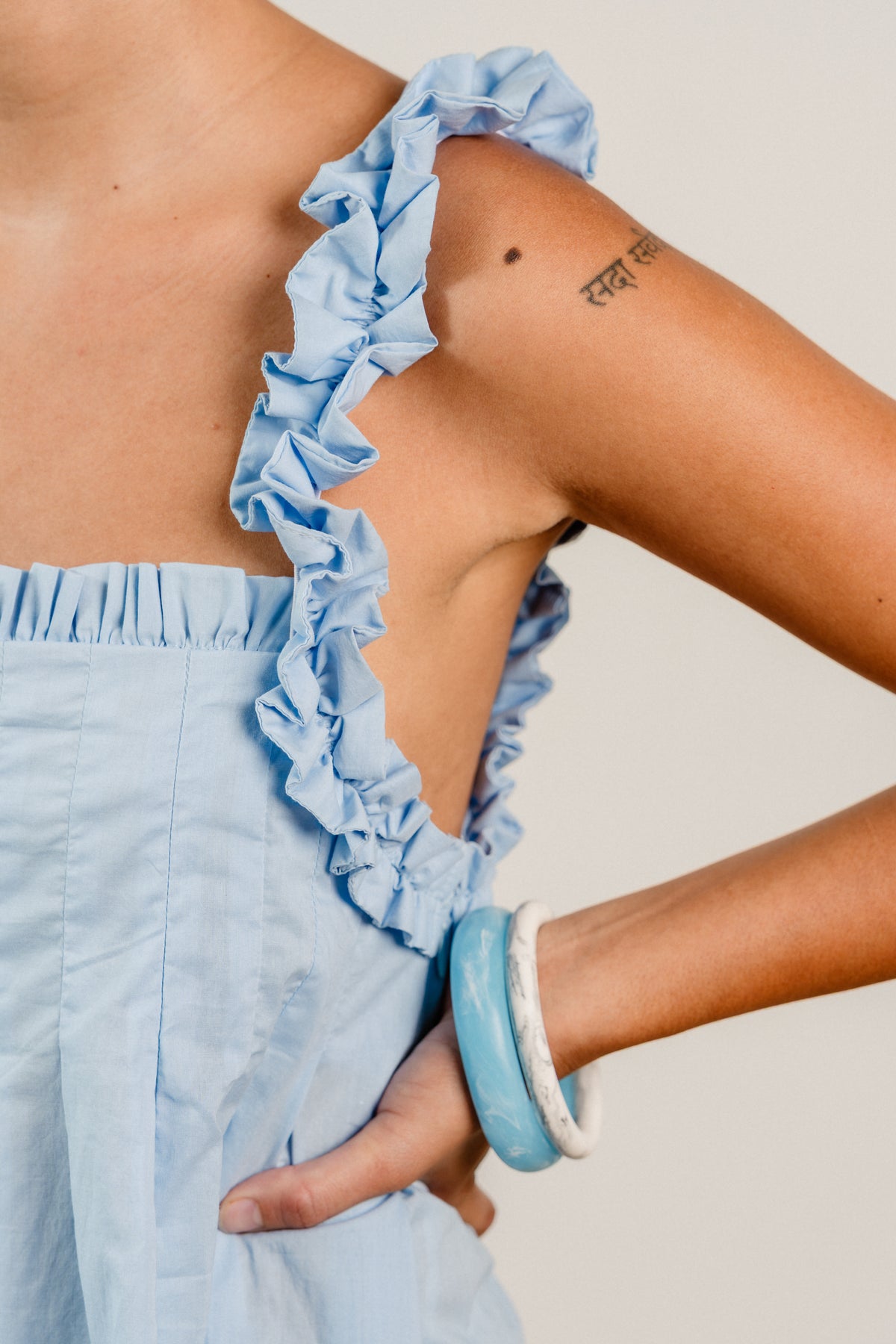 Lila Mini Dress in Cornflower Blue
