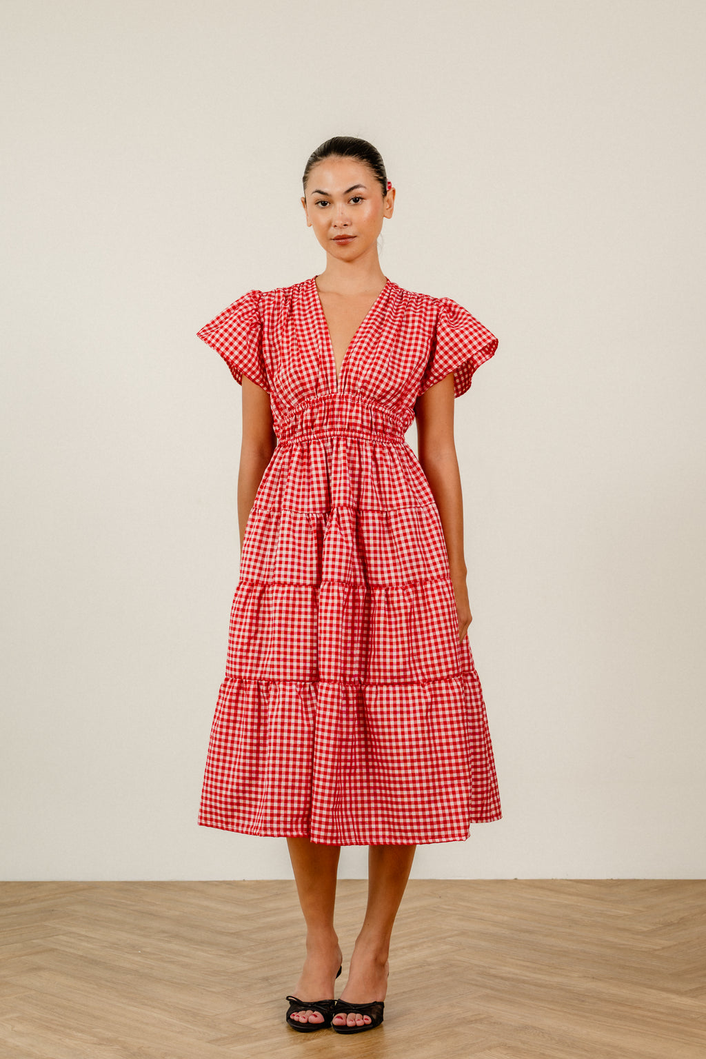 Frangipani Dress in Red Gingham