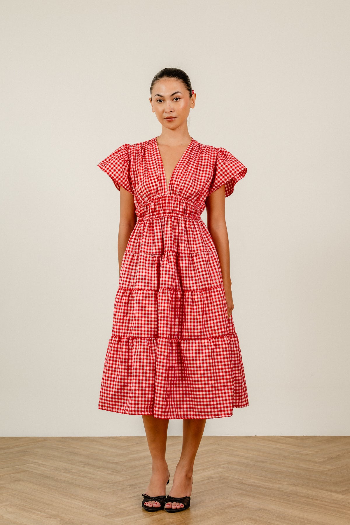 Frangipani Dress in Red Gingham