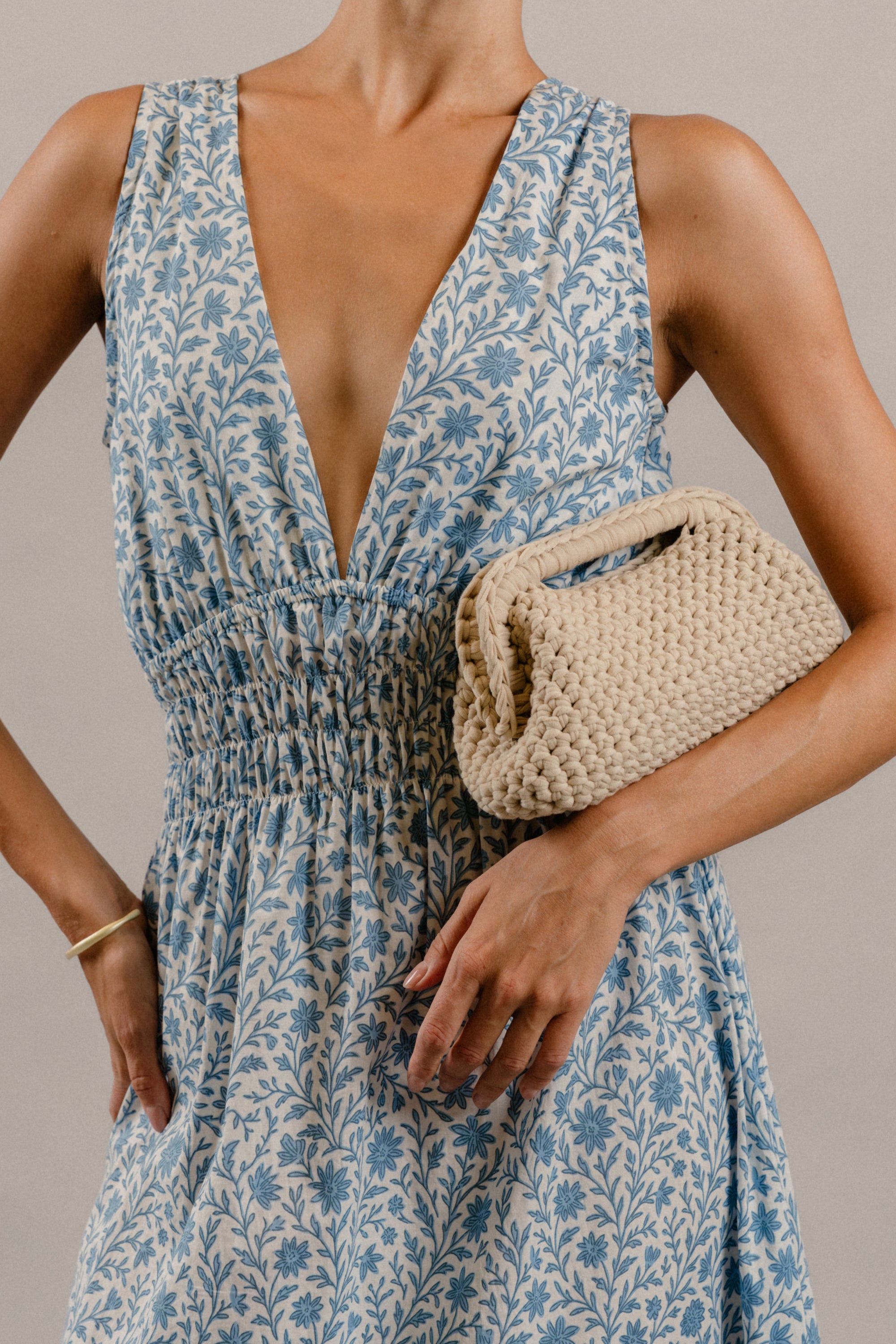 Josephine Midi Dress in Finley Floral Blue