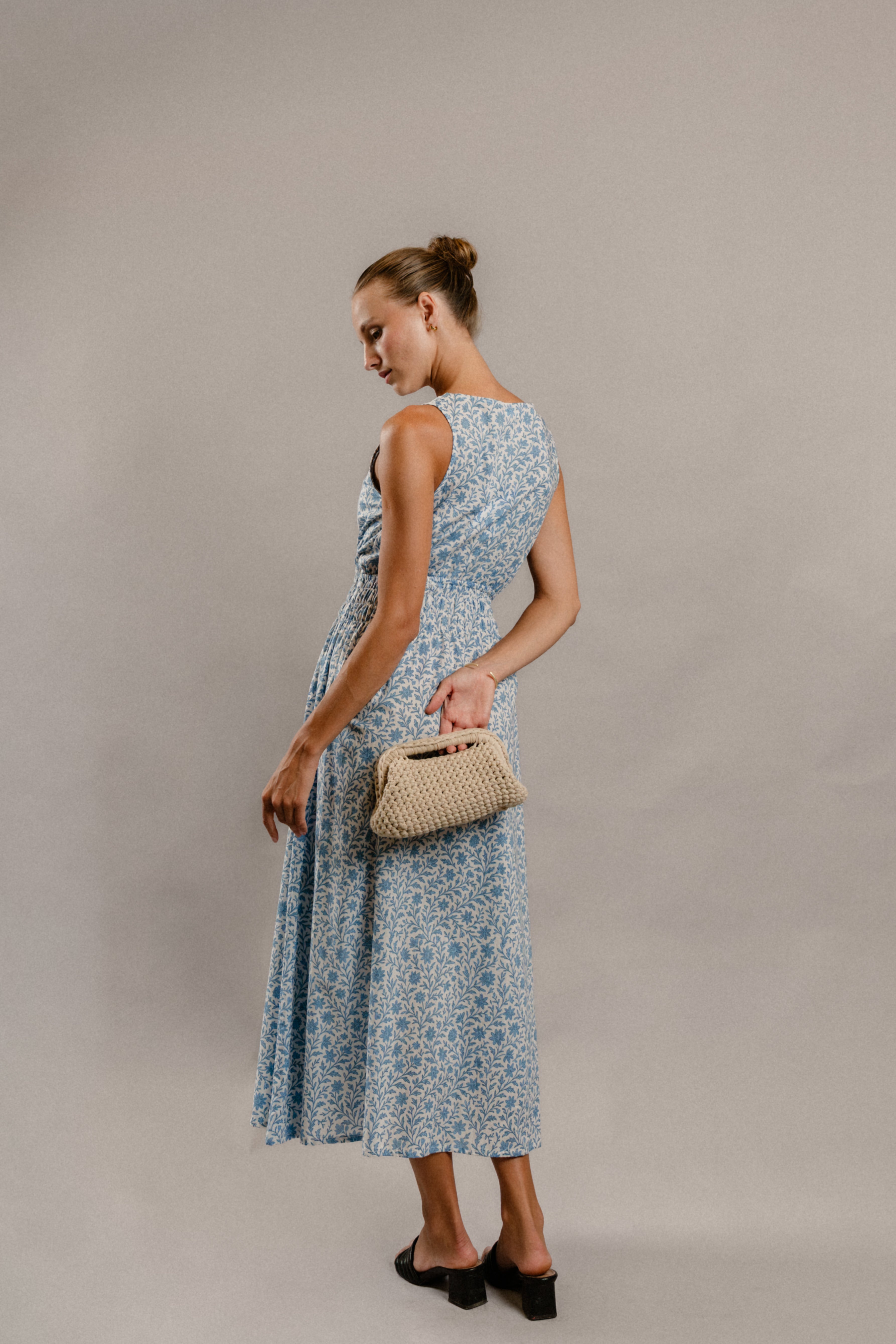 Josephine Midi Dress in Finley Floral Blue