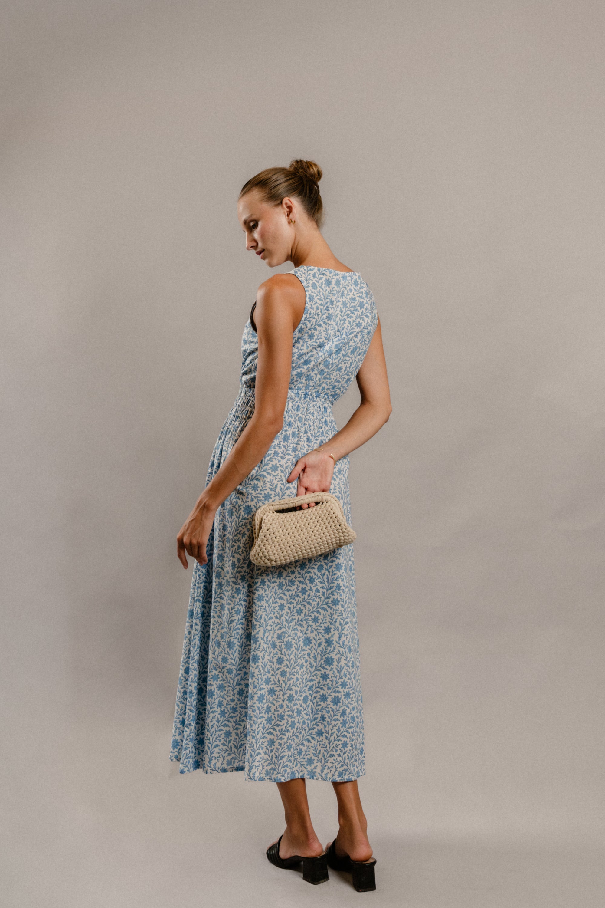 Josephine Midi Dress in Finley Floral Blue