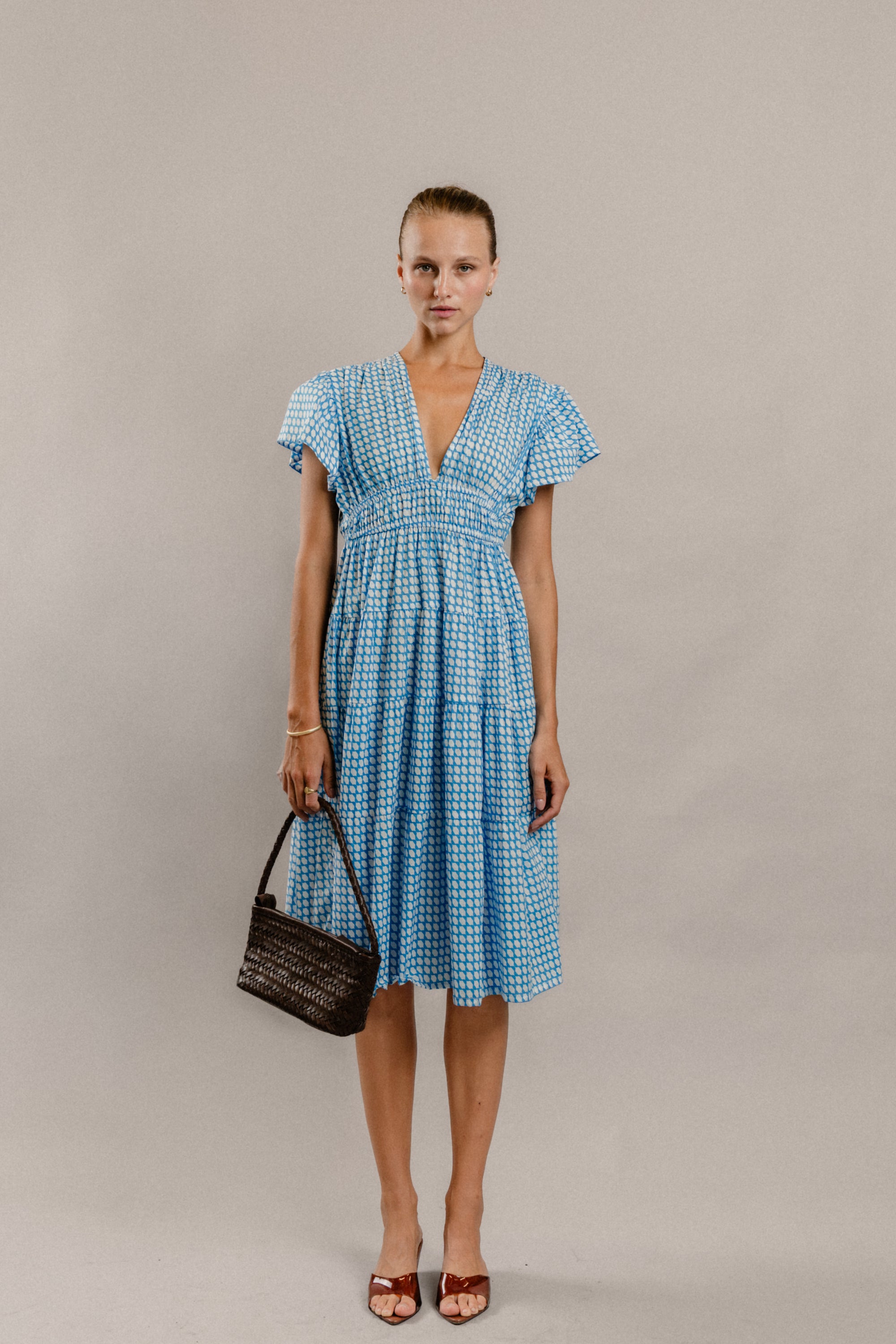 Frangipani Dress in Blue Nique