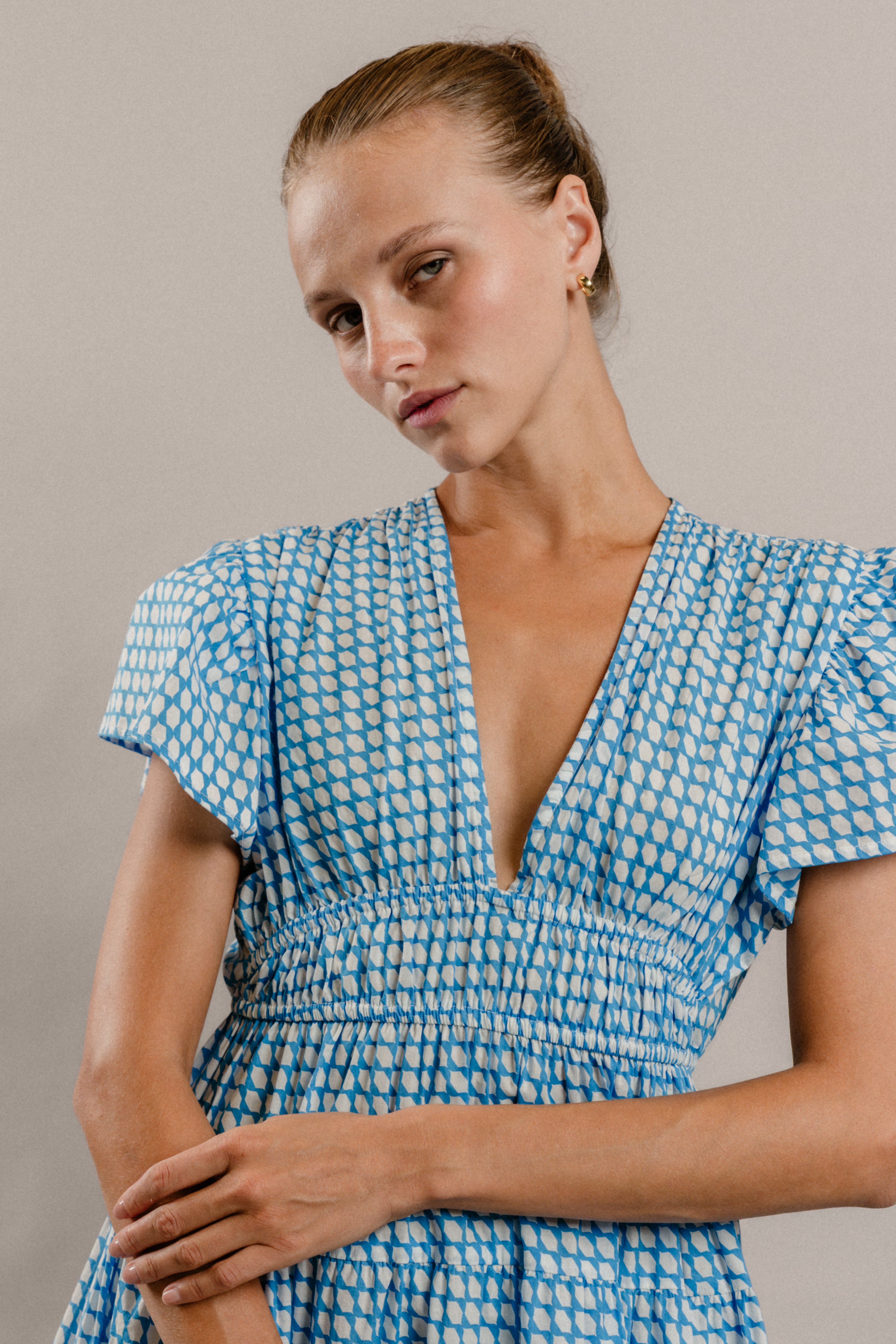 Frangipani Dress in Blue Nique
