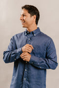 Oscar Shirt in Navy Denim Linen