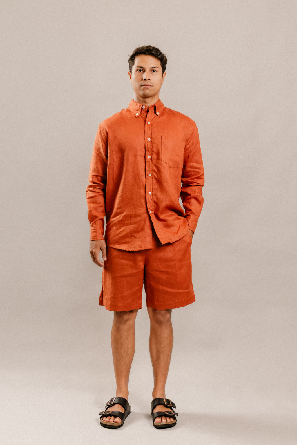 Oscar Shirt in Terracotta Linen