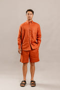 Oscar Shirt in Terracotta Linen