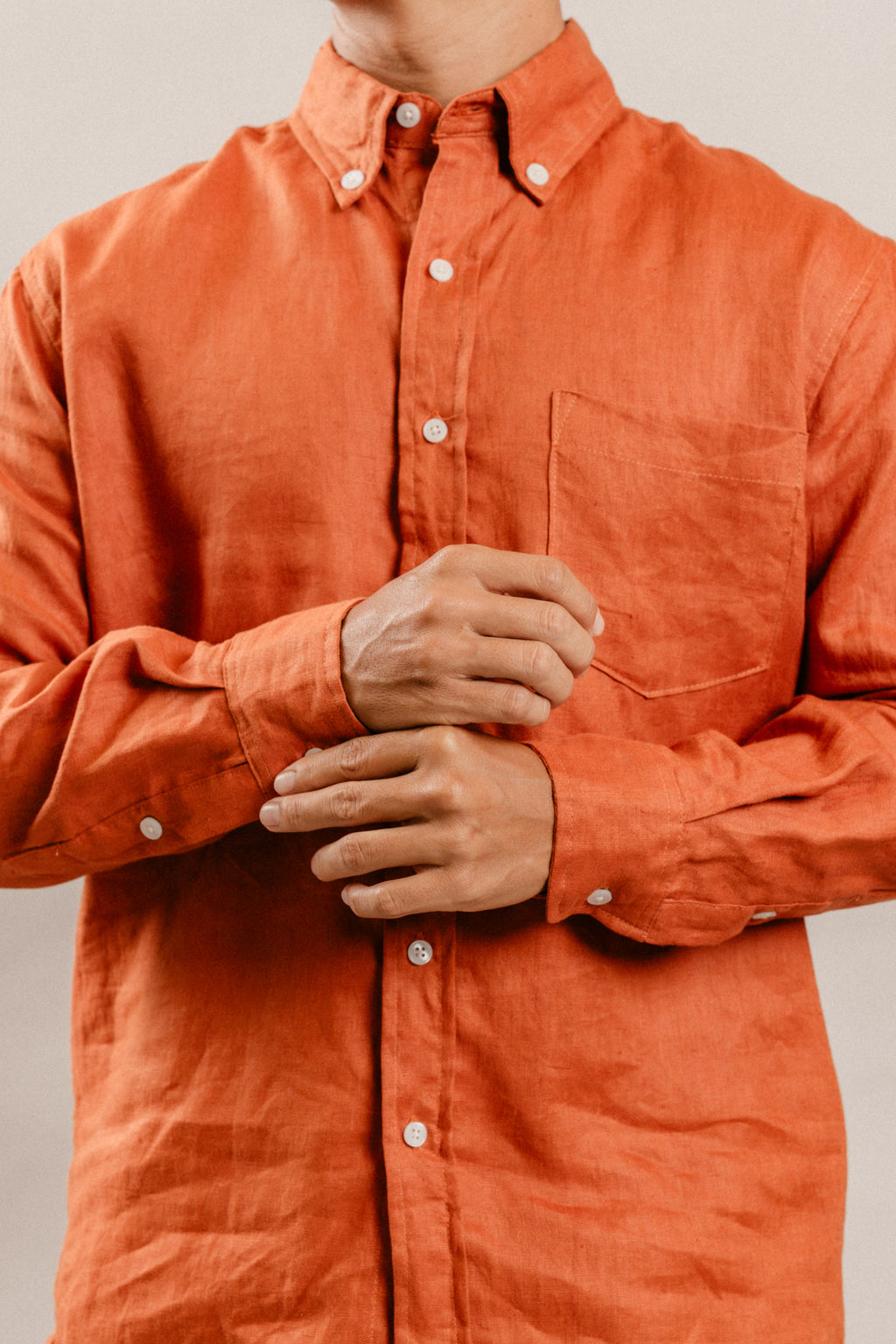 Oscar Shirt in Terracotta Linen