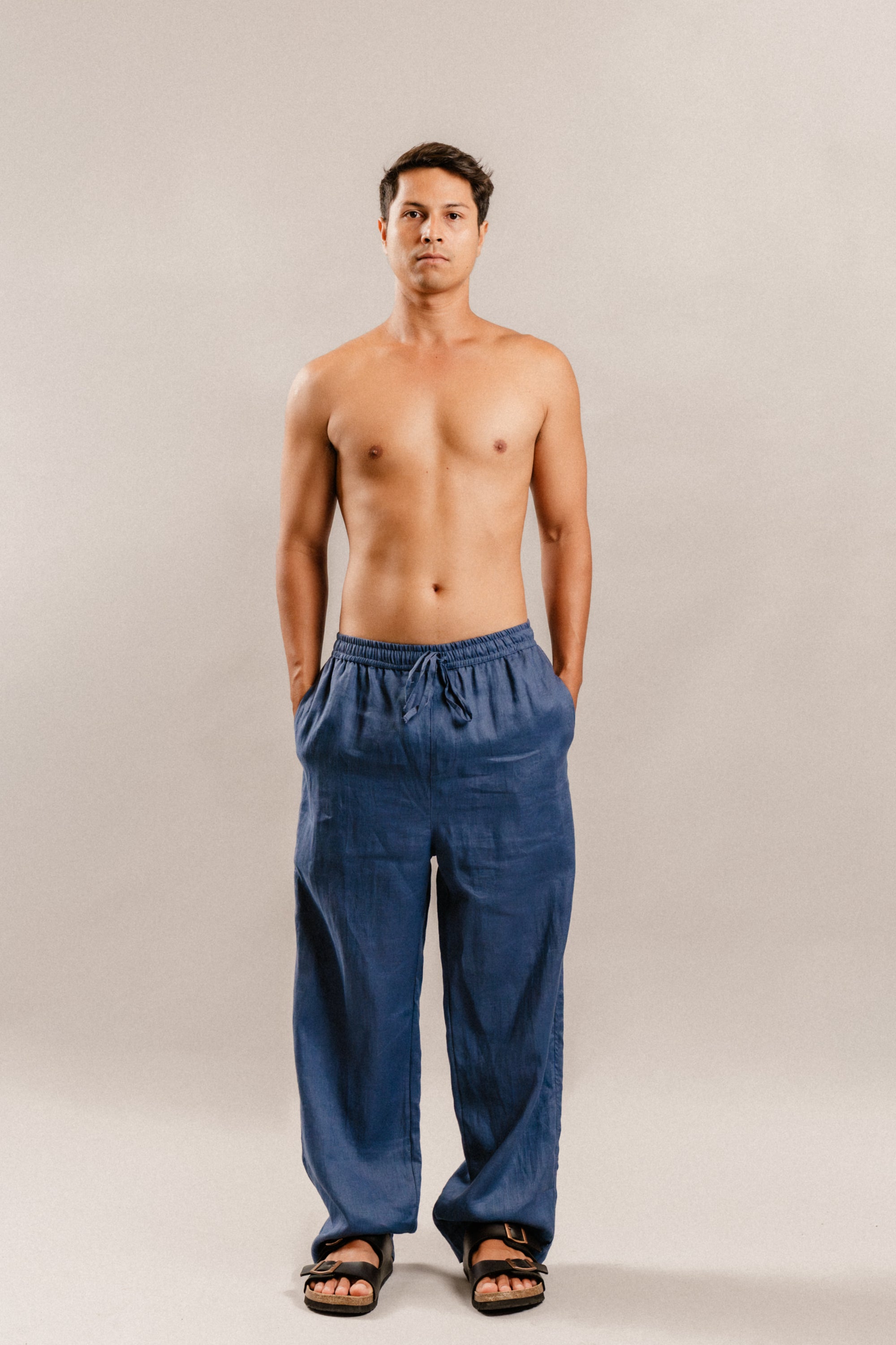 Henry Pants in Navy Denim Linen