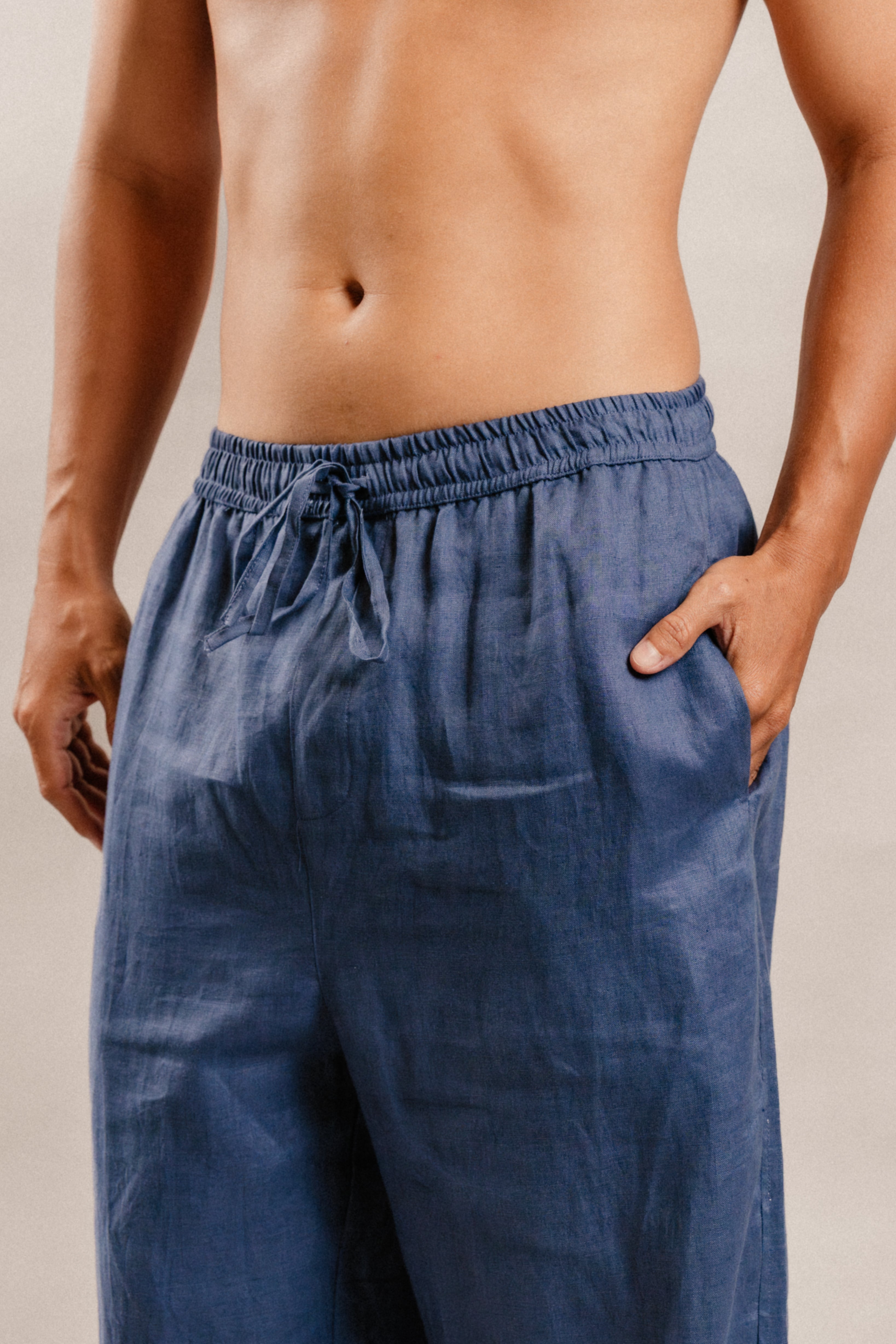 Henry Pants in Navy Denim Linen