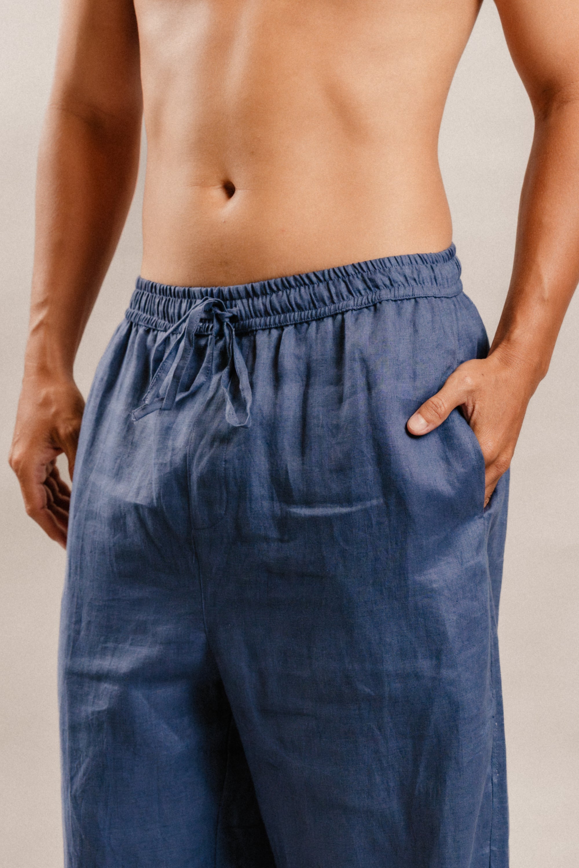 Henry Pants in Navy Denim Linen