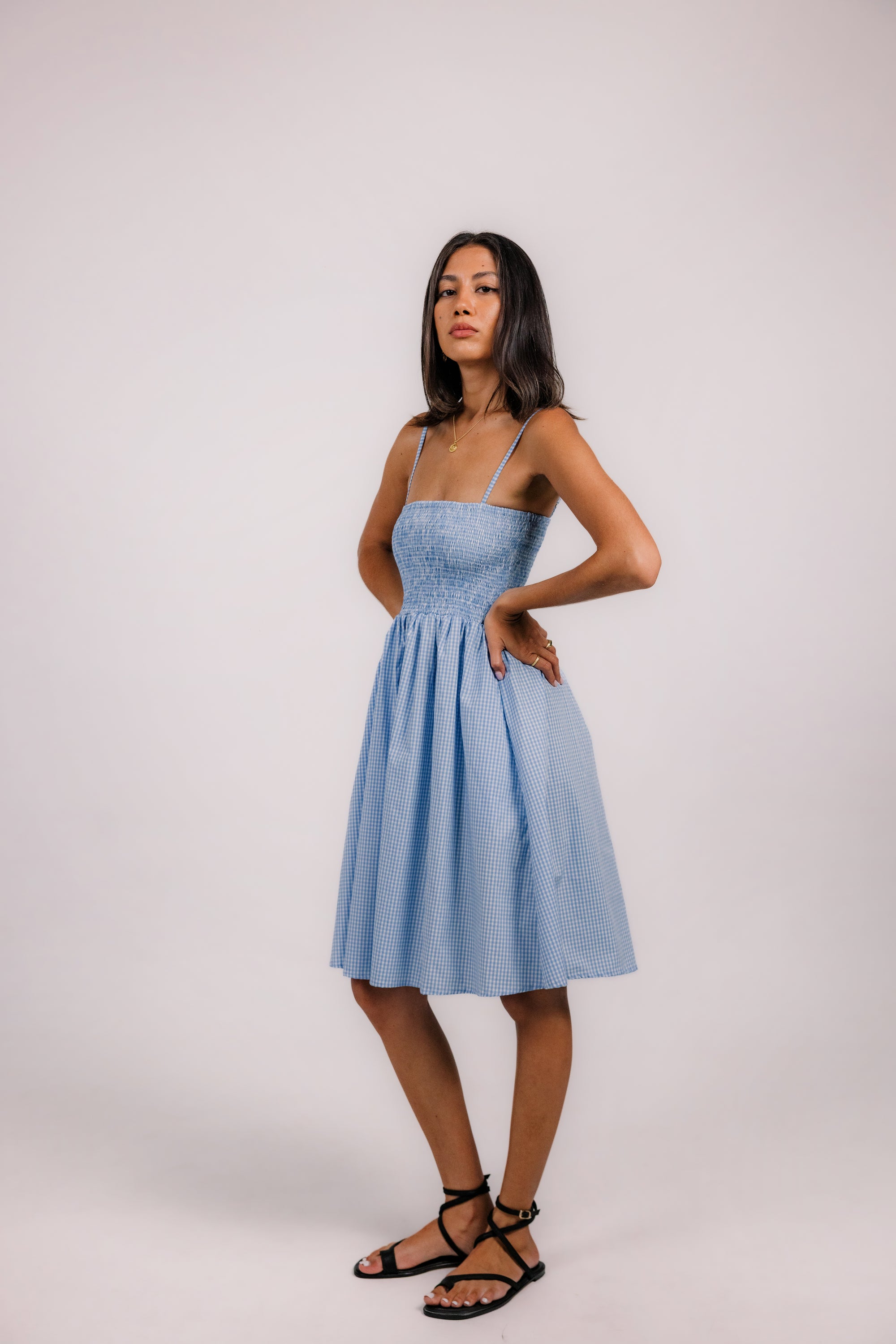 Letisia Dress in Baby Blue Gingham