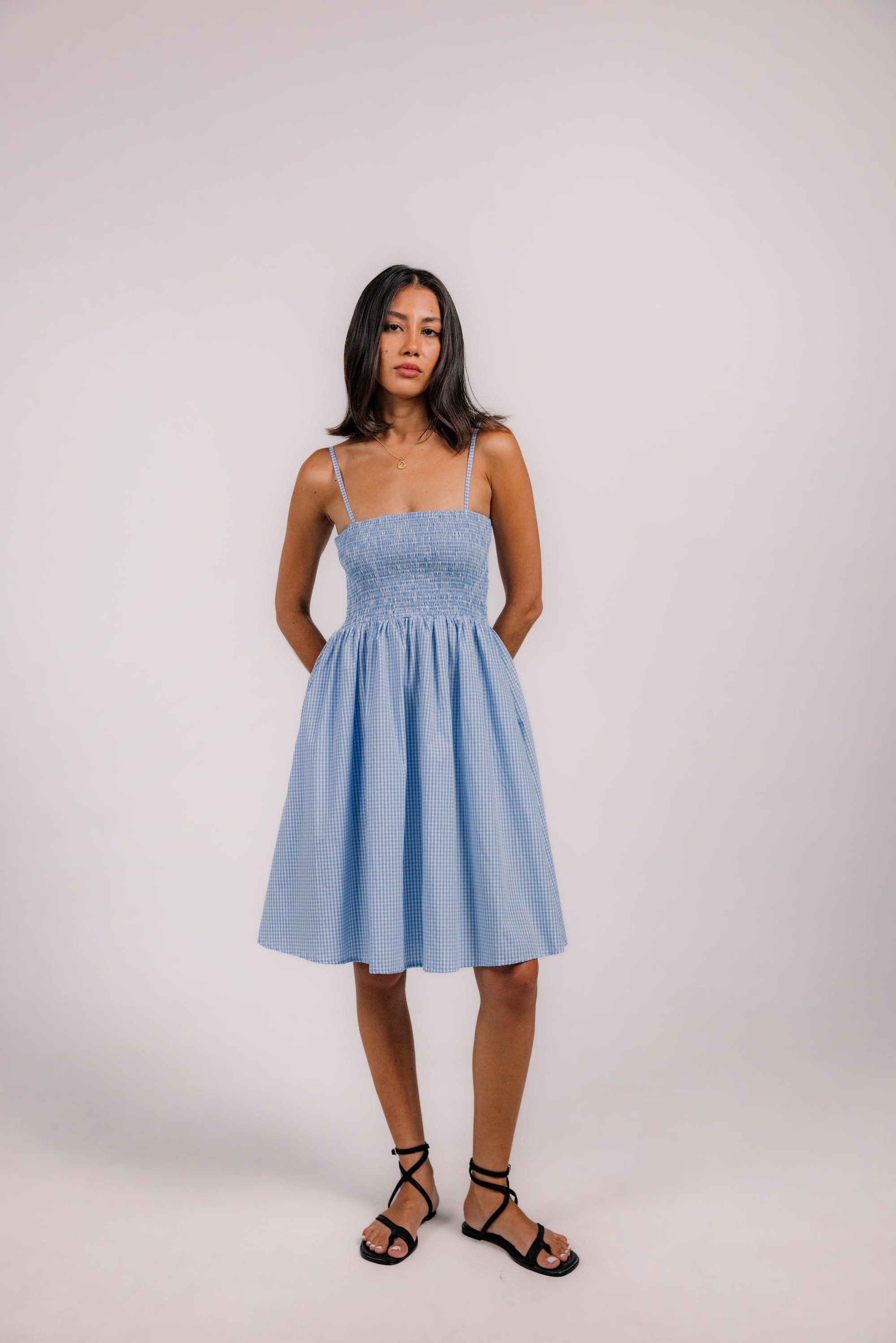 Letisia Dress in Baby Blue Gingham